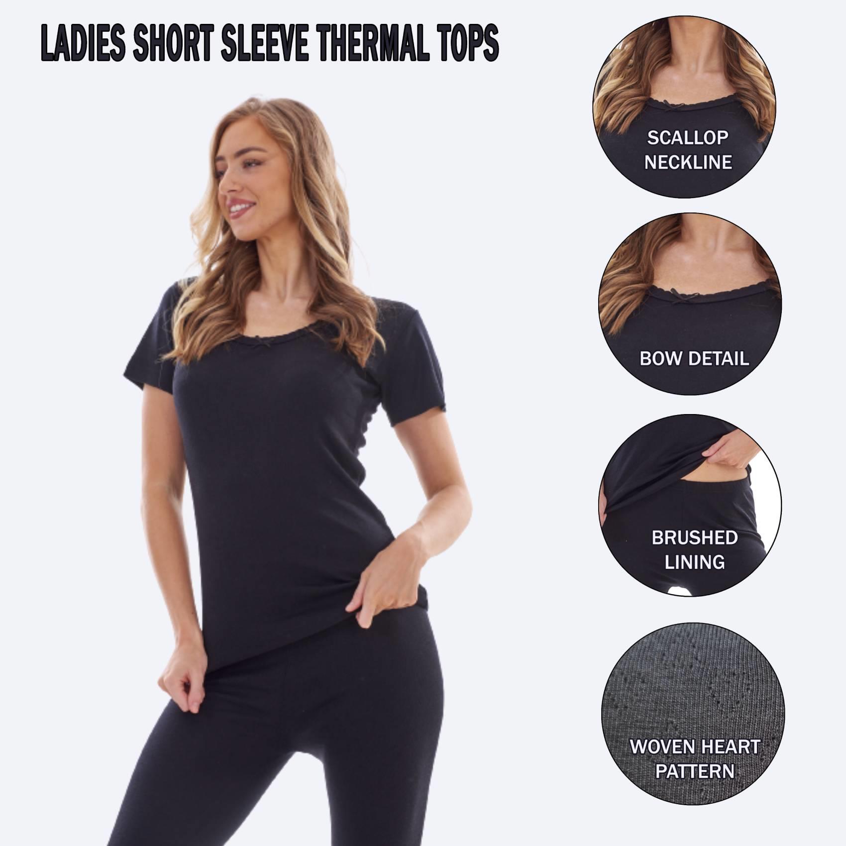 Heat Force Ladies 3 Pack Brushed Thermal T SHIRTS Stretch Tops Warm Baselayers - Picture 4 of 21
