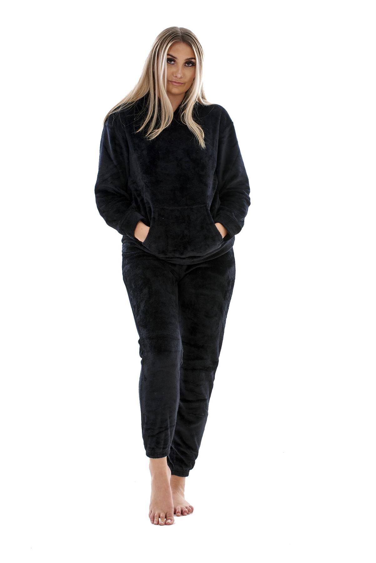 Ladies Supersoft Warm Flannel Fleece Hooded Pyjamas Twosie Lounge Wear Gift Set - Picture 18 of 79