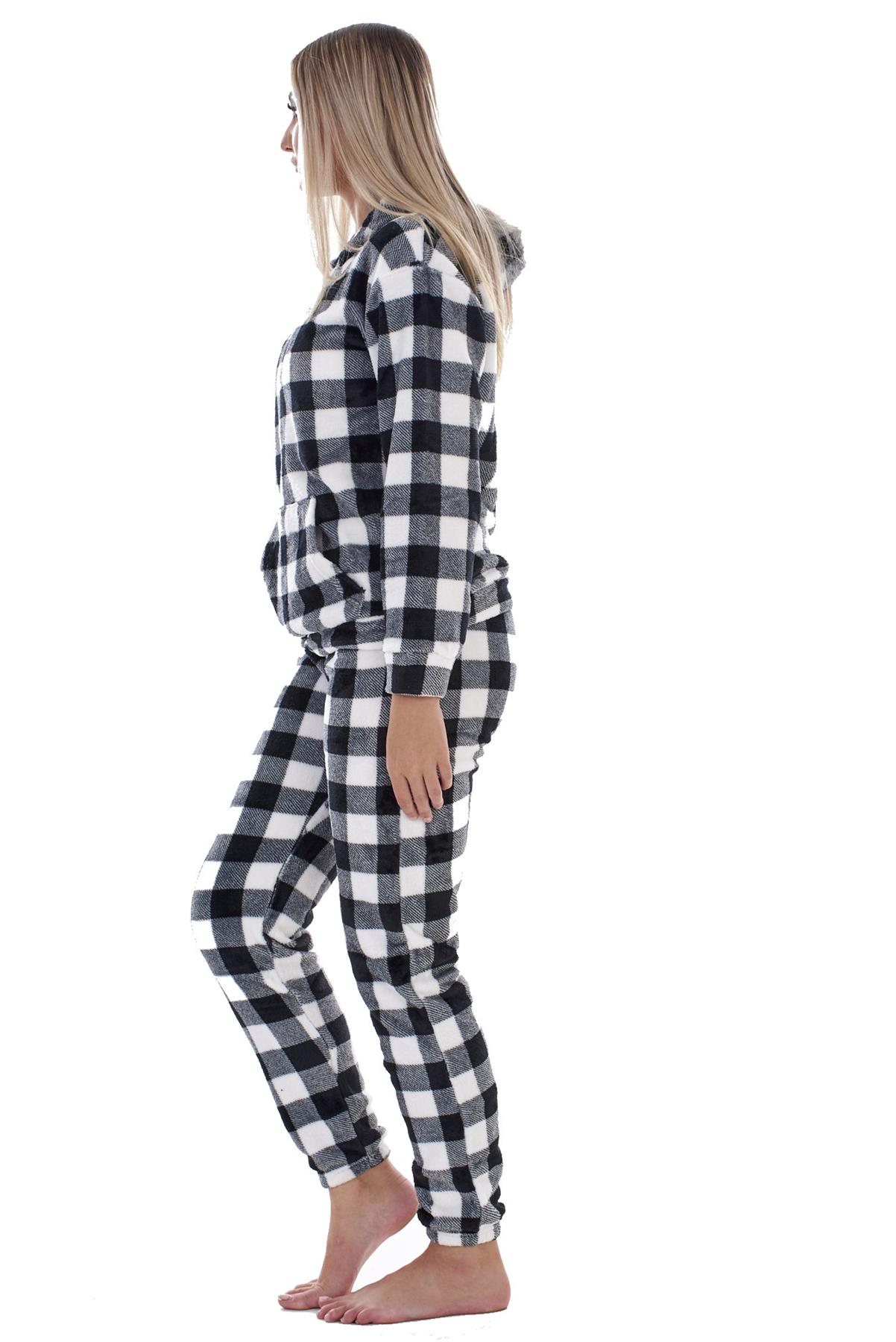 Ladies Supersoft Warm Flannel Fleece Hooded Pyjamas Twosie Lounge Wear Gift Set - Picture 28 of 79
