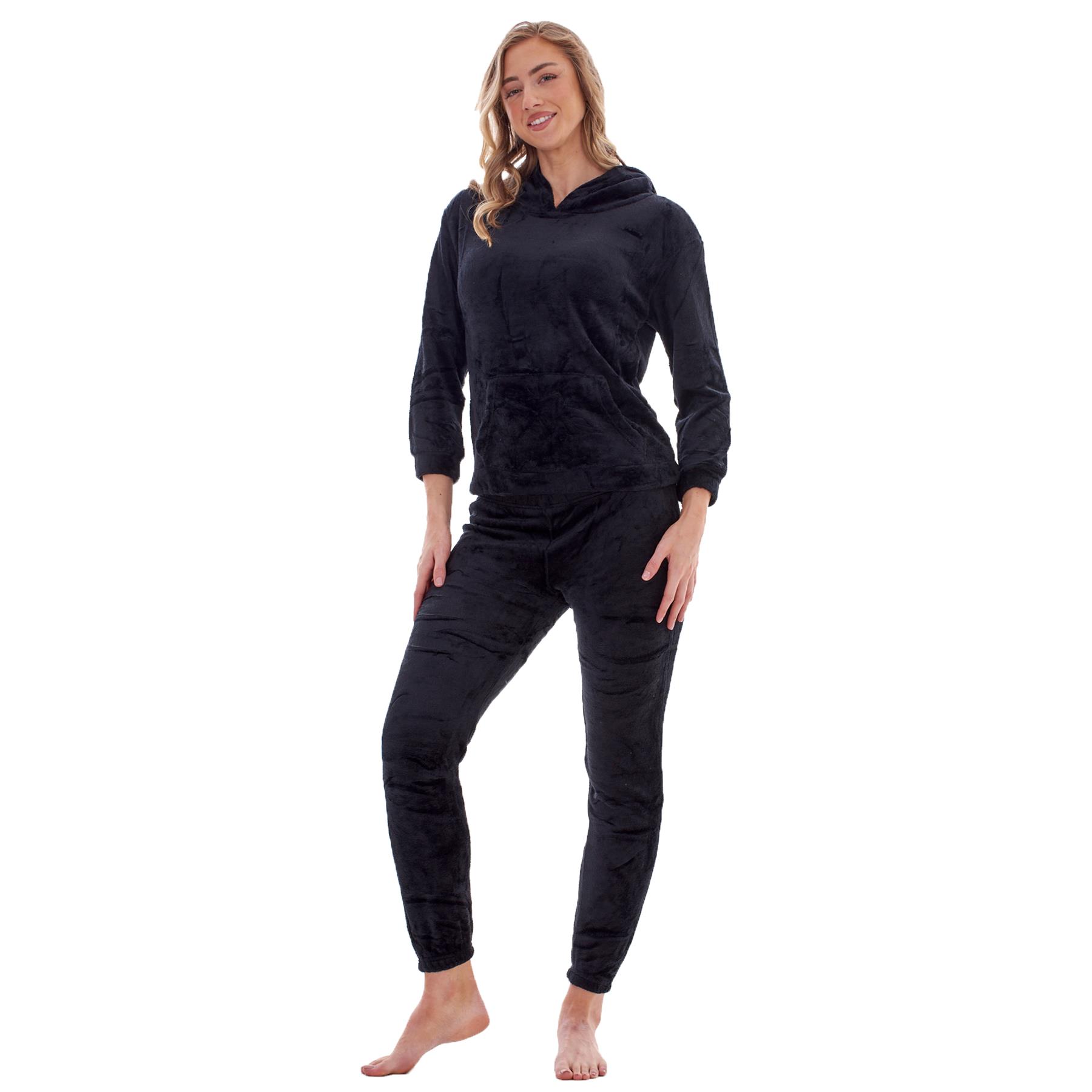 Ladies Supersoft Warm Flannel Fleece Hooded Pyjamas Twosie Lounge Wear Gift Set - Picture 17 of 79