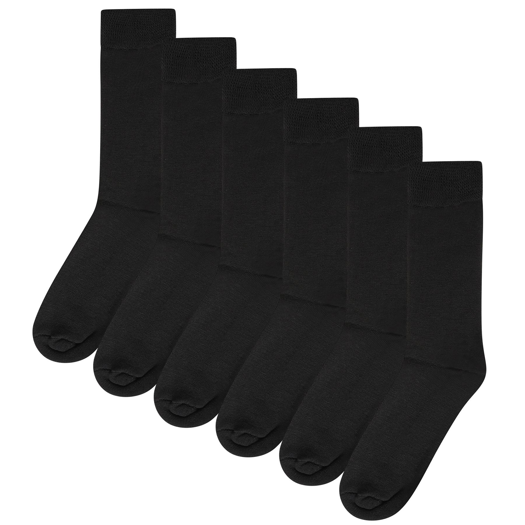 Kids Ladies 6 Pack Thick Warm Comfy Brushed Lined Black Thermal Winter Socks - Picture 6 of 7