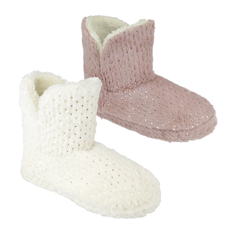 PANTOFOLA D’ORO Stivali ciabatte donna oro glitter goffrati patchwork foderati sherpa teddy bootee