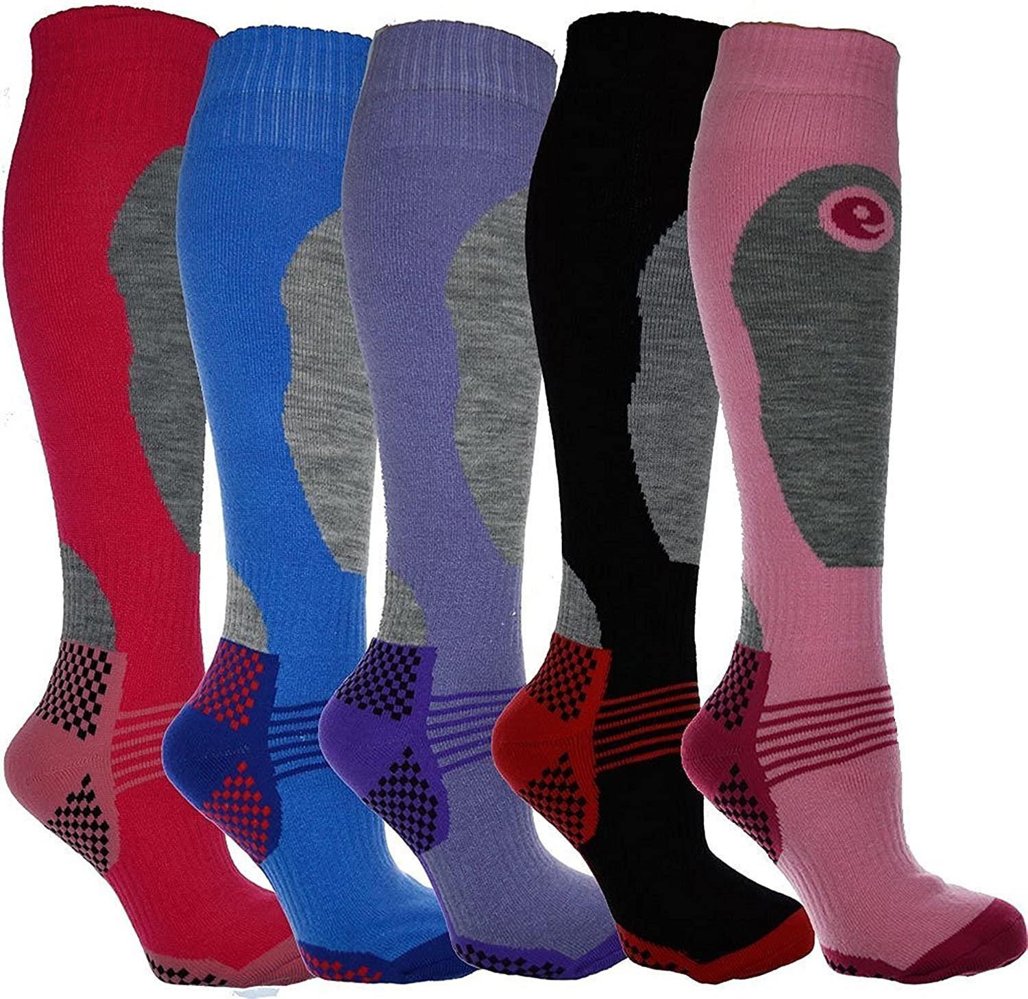 5 Pairs Ladies High Performance SKI and SNOWBOARD socks,long hose thermal socks - Picture 3 of 3