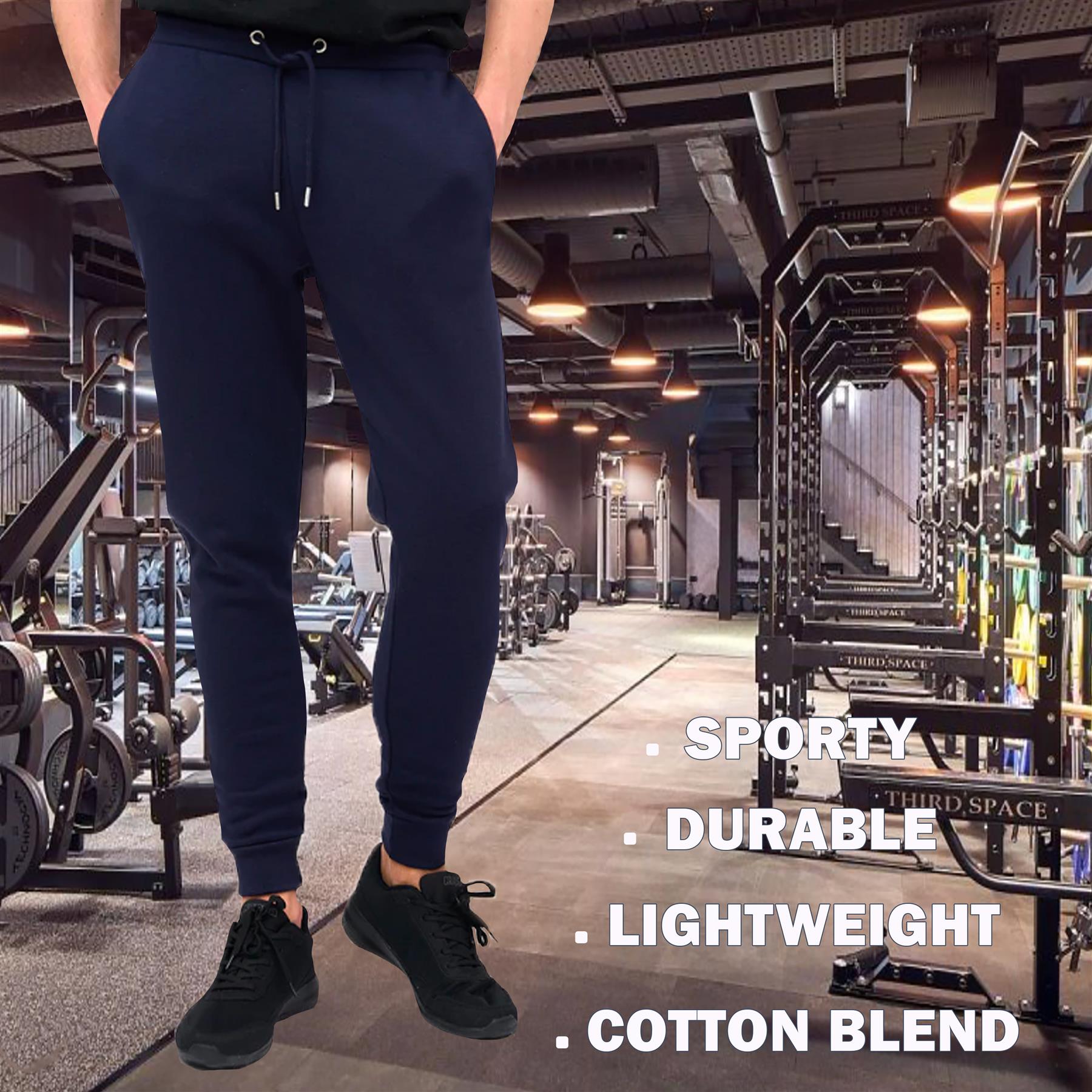 Mens 2 pack Slim Fit Fleece Joggers Jogging Gym Skinny Sweat Pants Zip Pockets - Picture 13 of 13