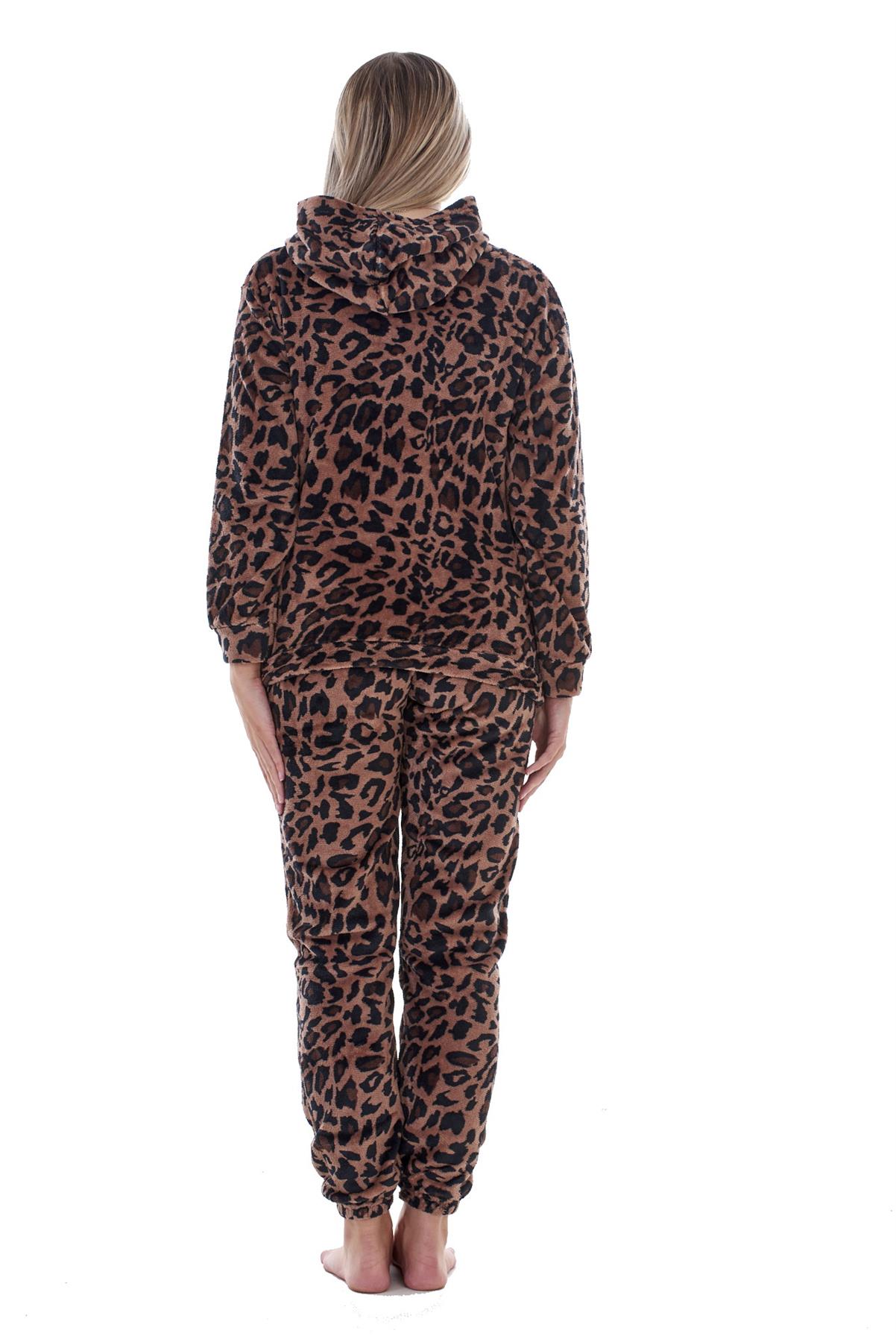 Ladies Supersoft Warm Flannel Fleece Hooded Pyjamas Twosie Lounge Wear Gift Set - Picture 76 of 79