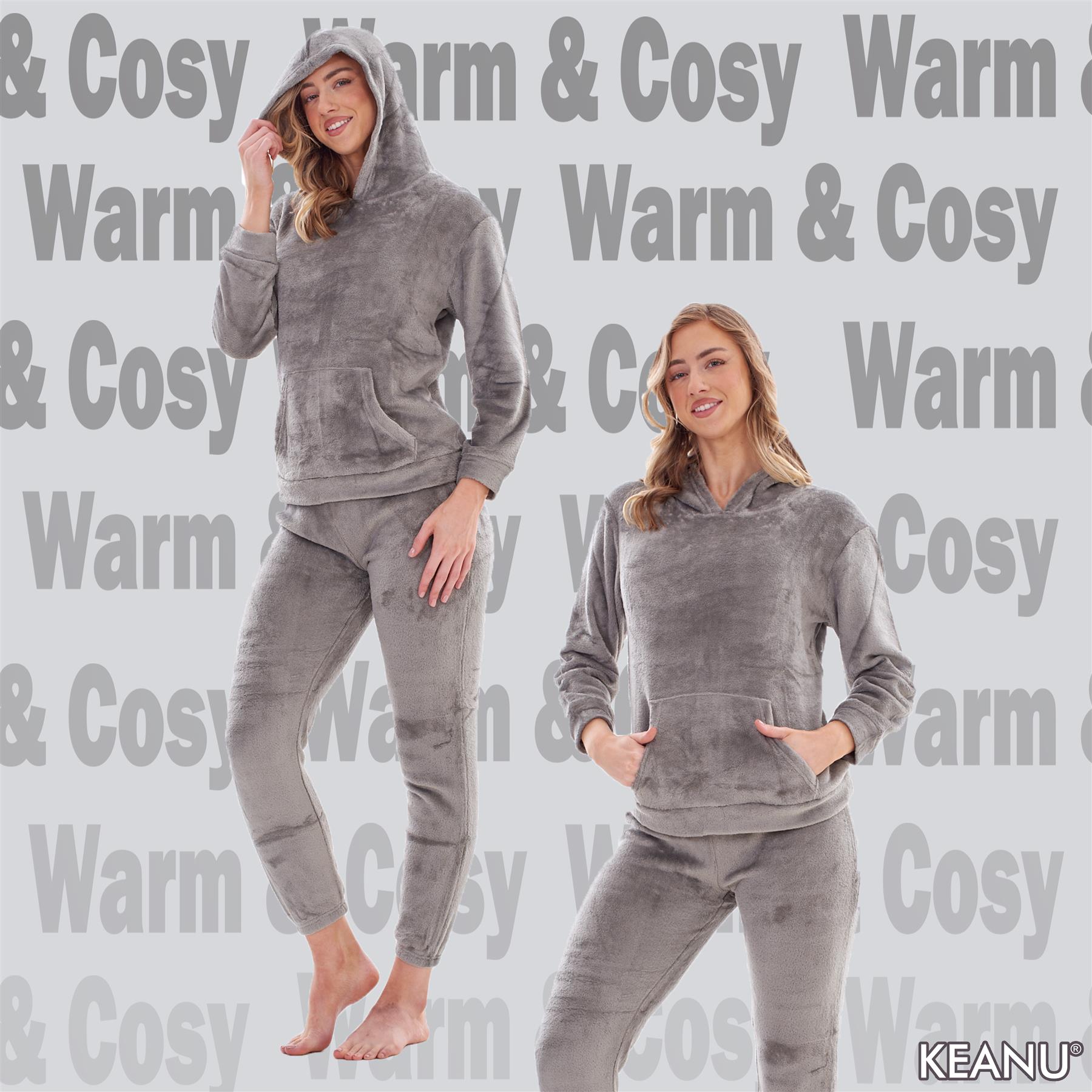 Ladies Supersoft Warm Flannel Fleece Hooded Pyjamas Twosie Lounge Wear Gift Set - Picture 64 of 79