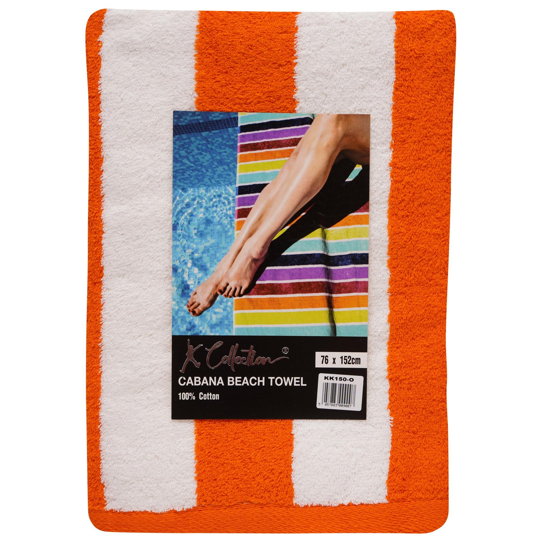 Extra Large Cabana Stripe Beach Towel Pack Of 2 Cotton 6 Colours 76 x 152cm - Picture 10 of 14