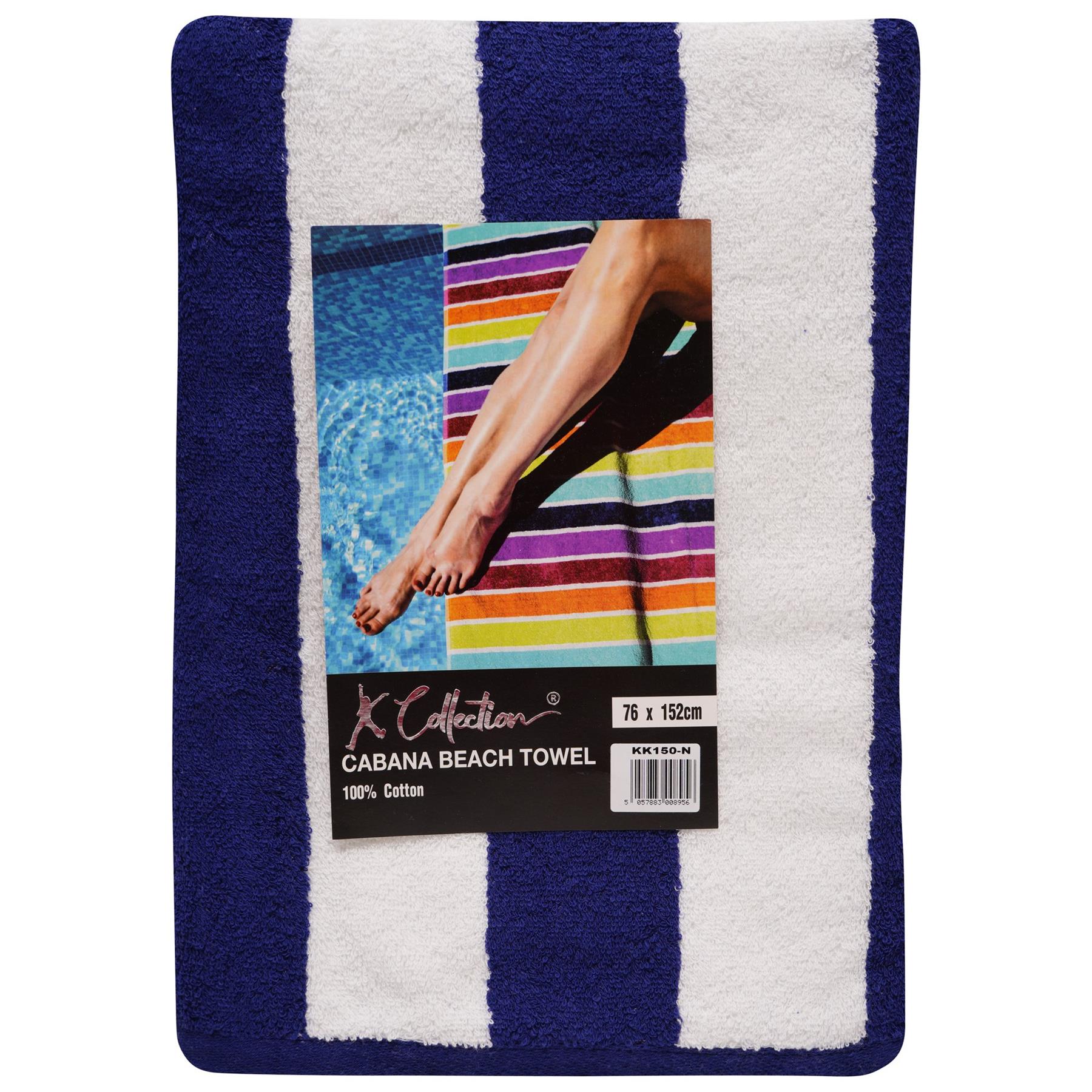 Extra Large Cabana Stripe Beach Towel Pack Of 2 Cotton 6 Colours 76 x 152cm - Picture 8 of 14
