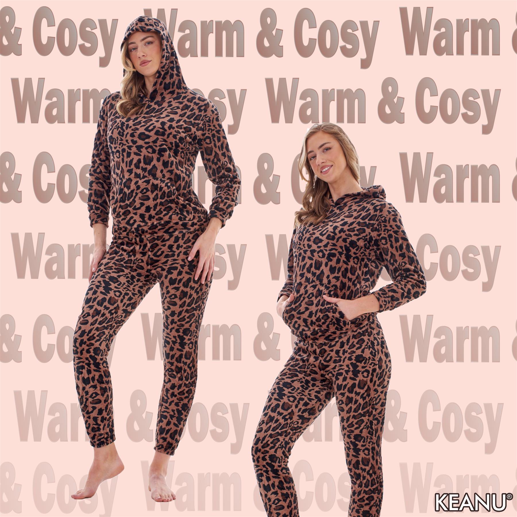 Ladies Supersoft Warm Flannel Fleece Hooded Pyjamas Twosie Lounge Wear Gift Set - Picture 69 of 79