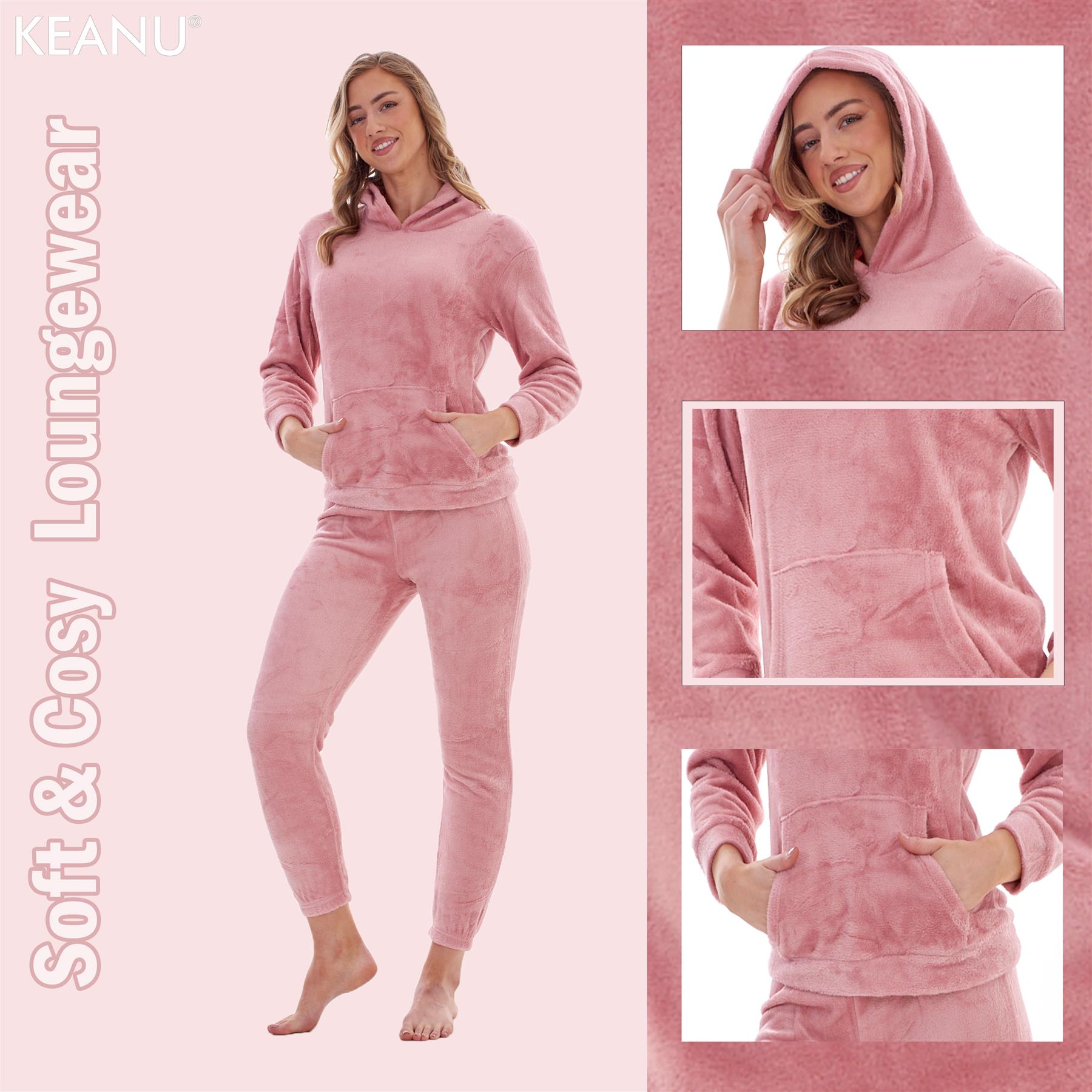 Ladies Supersoft Warm Flannel Fleece Hooded Pyjamas Twosie Lounge Wear Gift Set - Picture 3 of 79