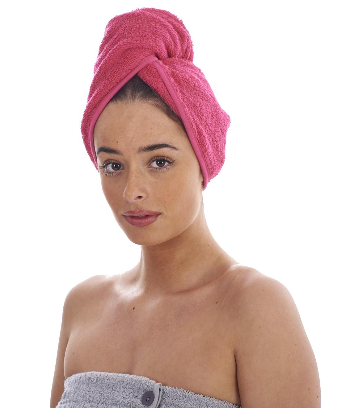 Ladies 3 Pack Luxury Hair Drying Turban Cotton Terry Shower Wrap Towel