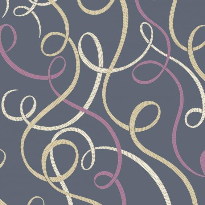 Stylish Scala Ribbon Wallpaper Swirl Twist Glitter Embossed Pattern - Picture 4 of 6