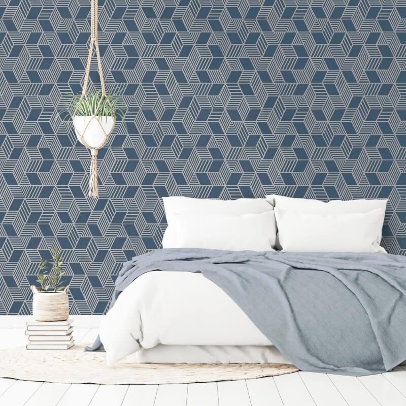 Geometric Wallpaper Metallic Smooth Textured Apex Triangles Trellis