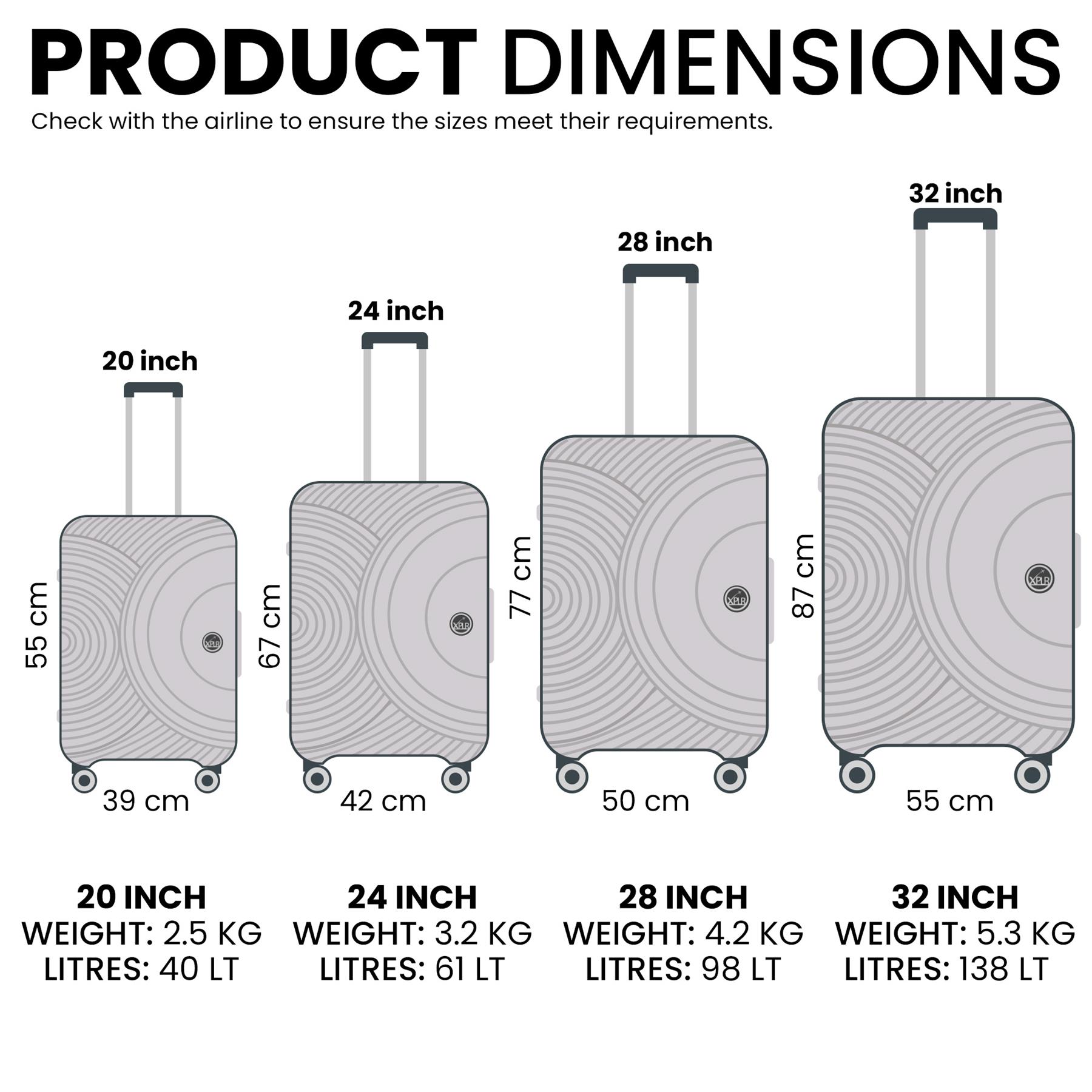 XPLR 3PC ,4PC Hard Shell PP Luggage Sets or 32”Large Single Suitcase