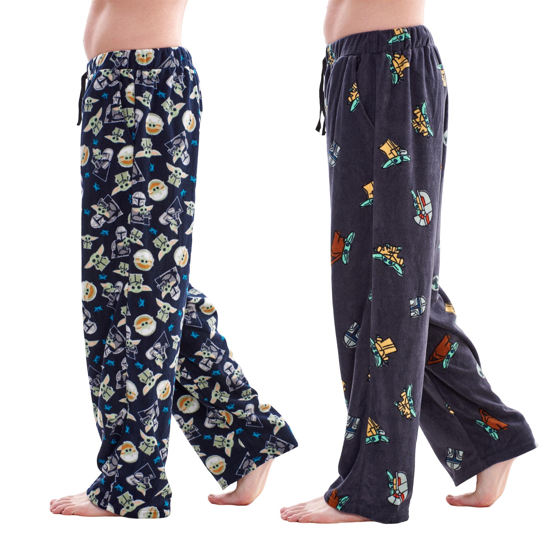 Mens Ladies 2 Pk Unisex Soft Warm Micro Fleece Character Designer Lounge Pants  - Picture 15 of 29