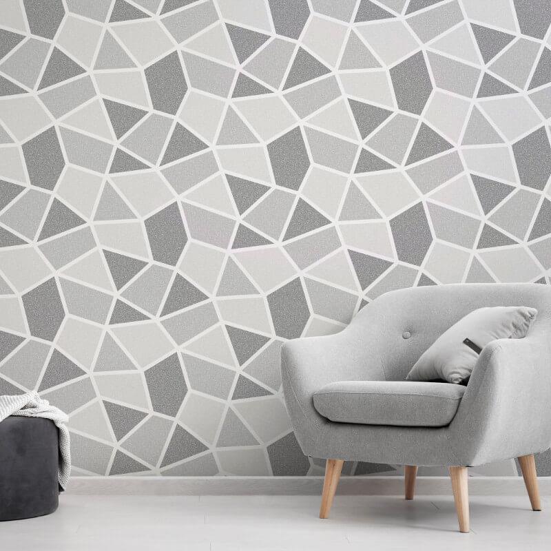 Geometric Wallpaper Metallic Smooth Textured Apex Triangles Trellis