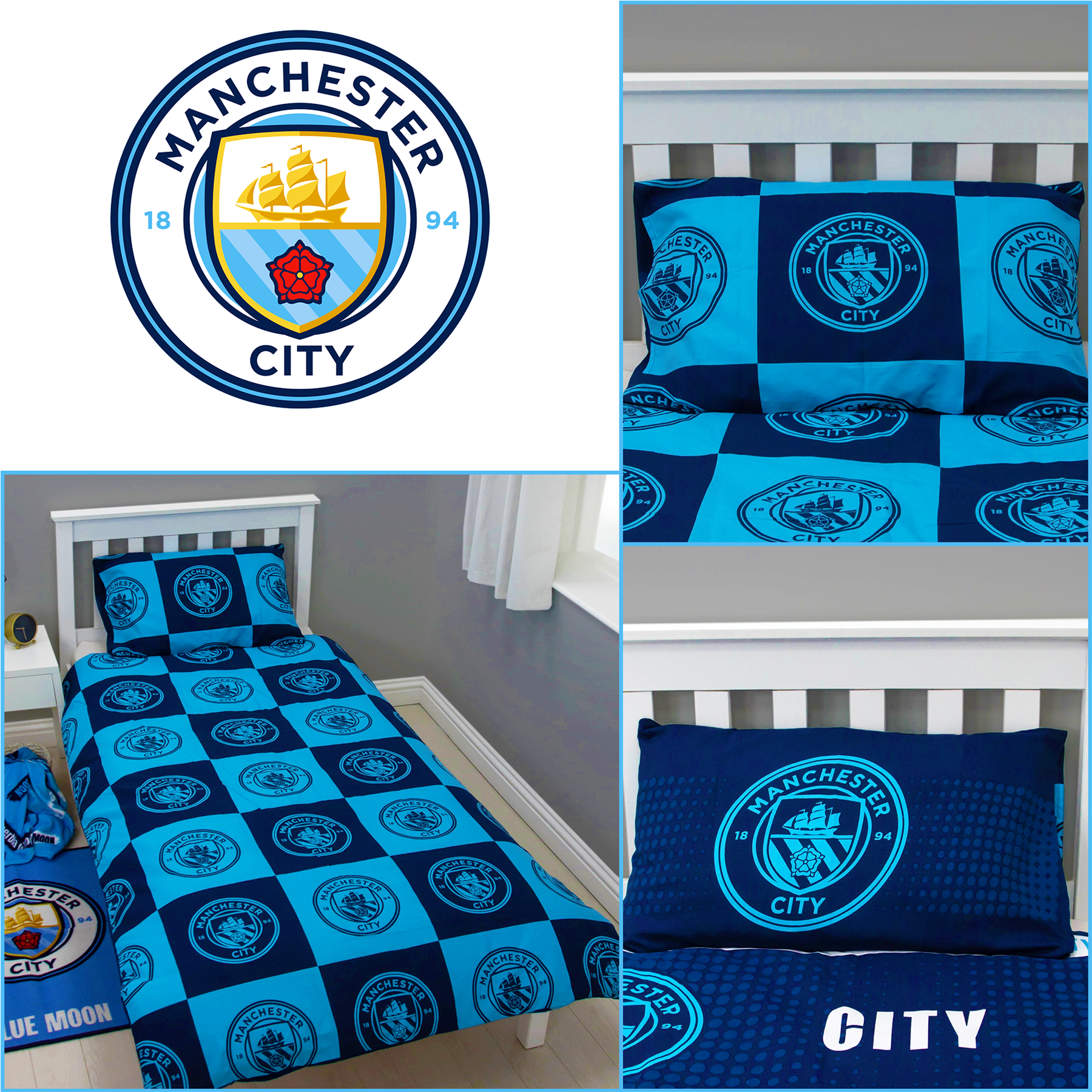Fundas nórdicas oficiales del Manchester City FC Football Club Merch mantas y más - Imagen 11 de 31