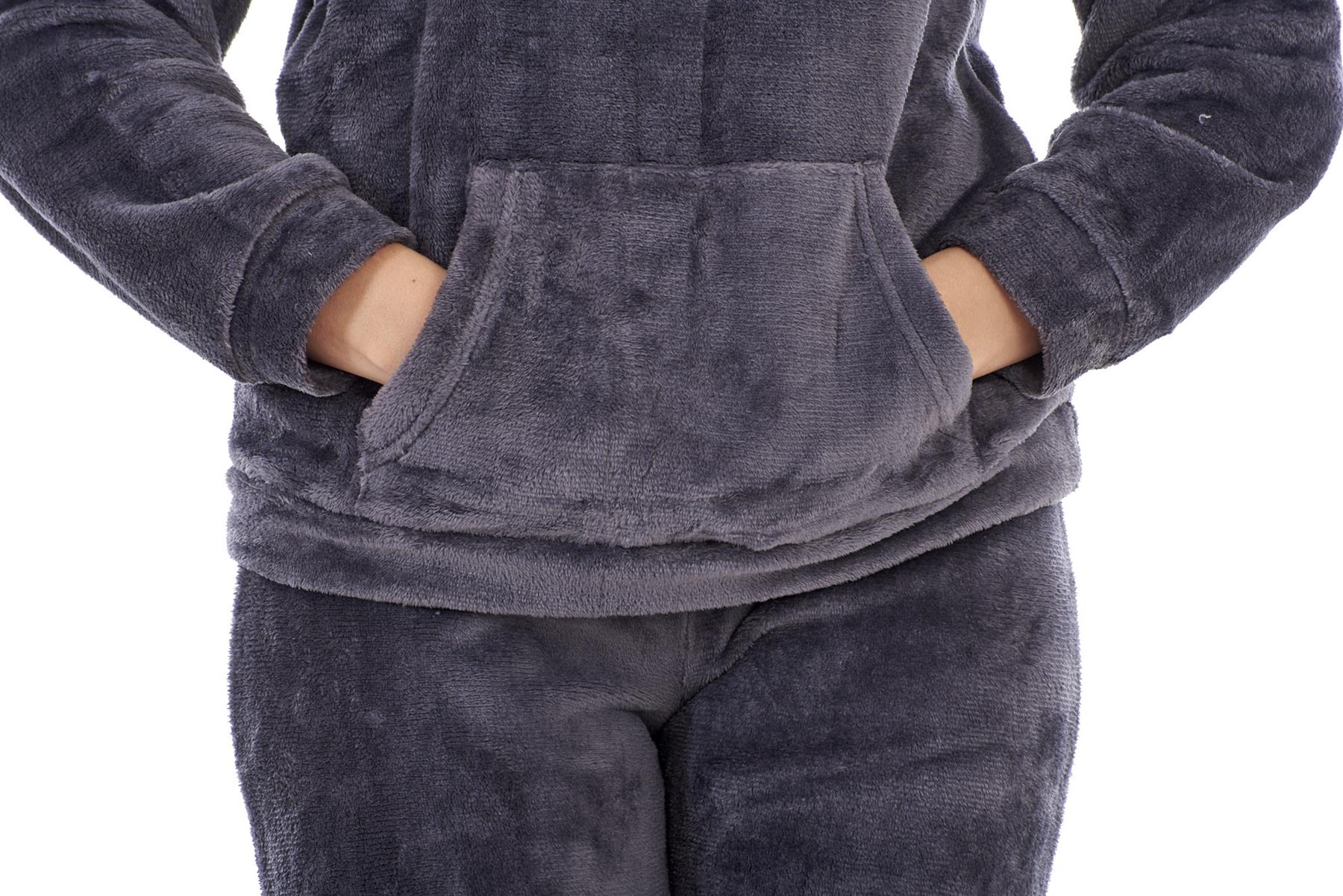 Ladies Supersoft Warm Flannel Fleece Hooded Pyjamas Twosie Lounge Wear Gift Set - Picture 42 of 79