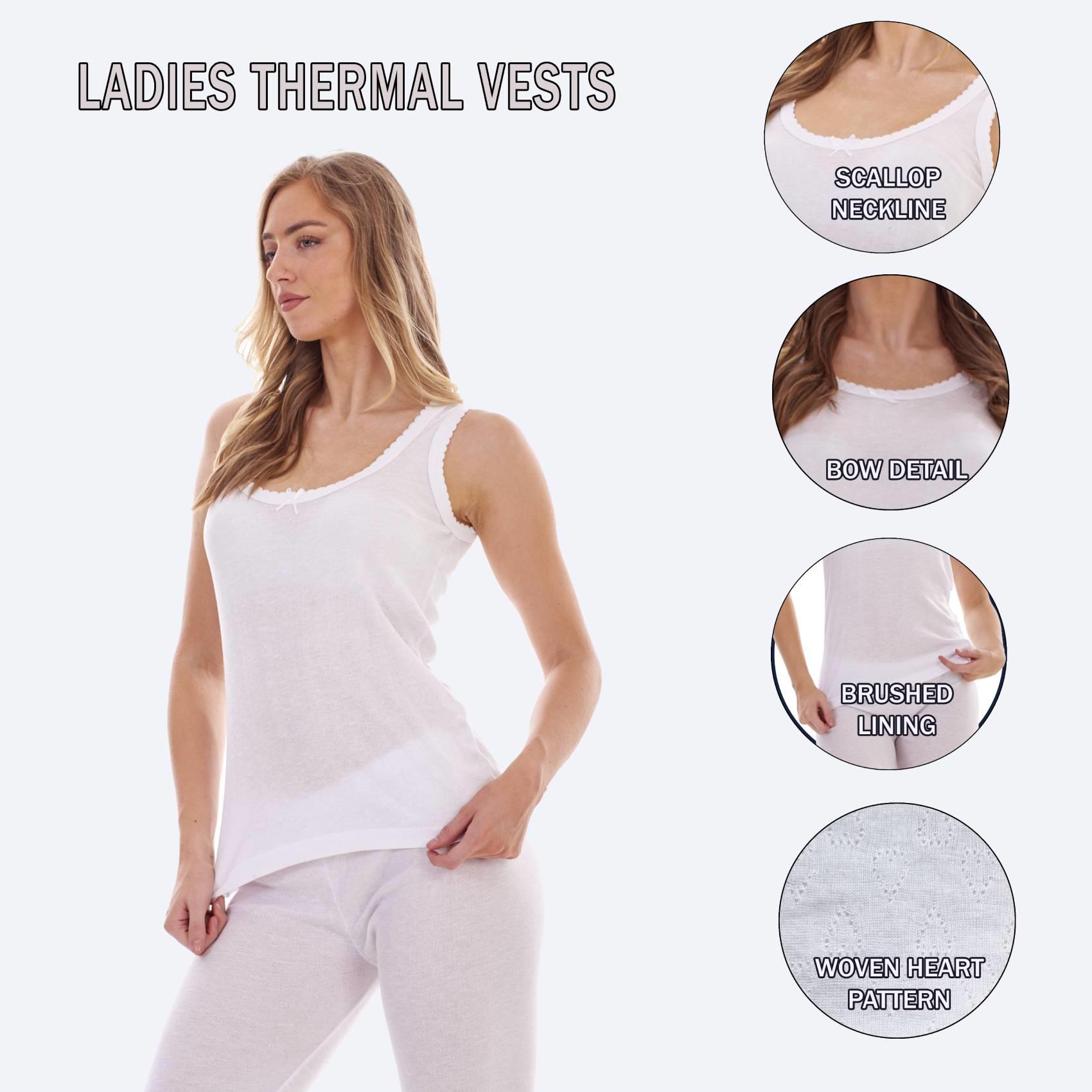 Heat Force Ladies 3 Pack Brushed Thermal Pointelle Stretch VESTS Soft Warm - Picture 19 of 22