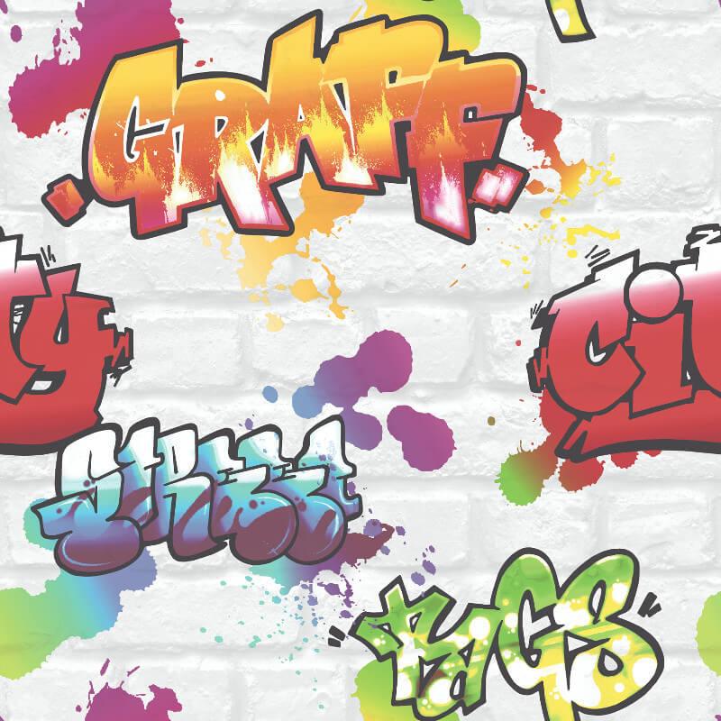 Graffiti Style Wallpaper Teenager Kids Spray Paint Street Art Urban Textured - Picture 9 of 9