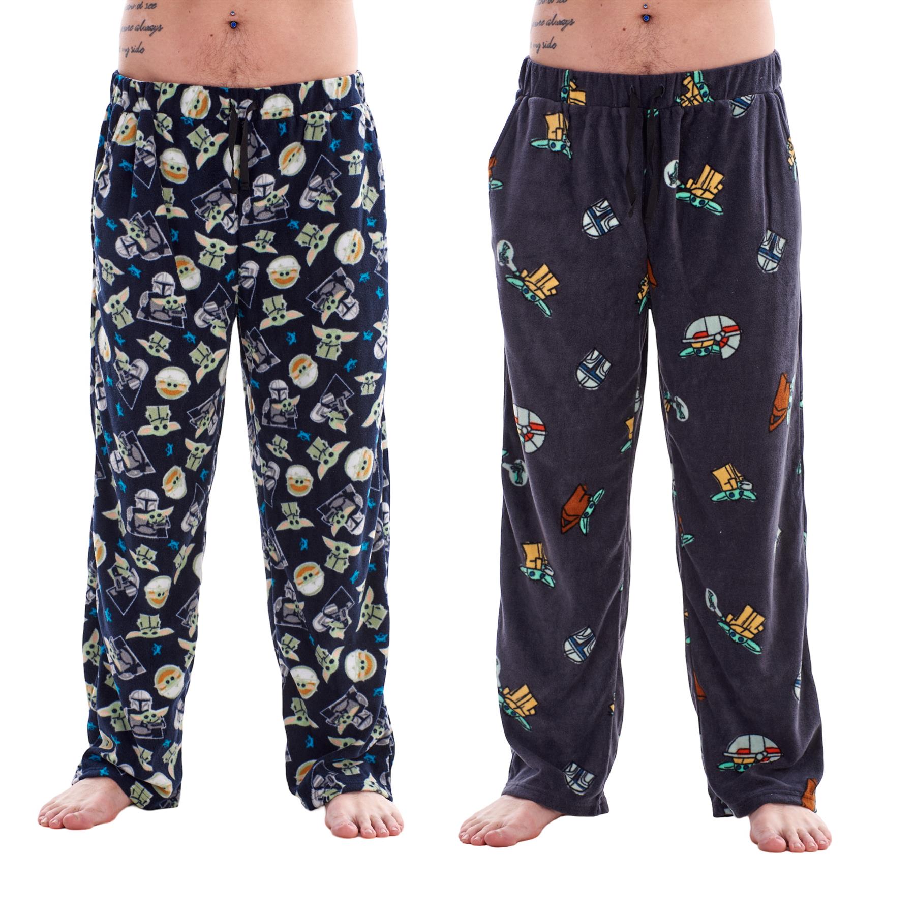Mens Ladies 2 Pk Unisex Soft Warm Micro Fleece Character Designer Lounge Pants  - Picture 10 of 29