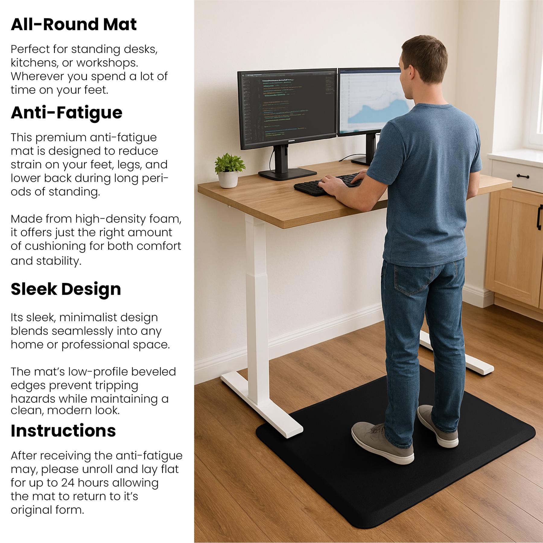 K Collection Anti-Fatigue Standing Mat – Non-Slip Durable PVC for Home/Work - Produktbild 4