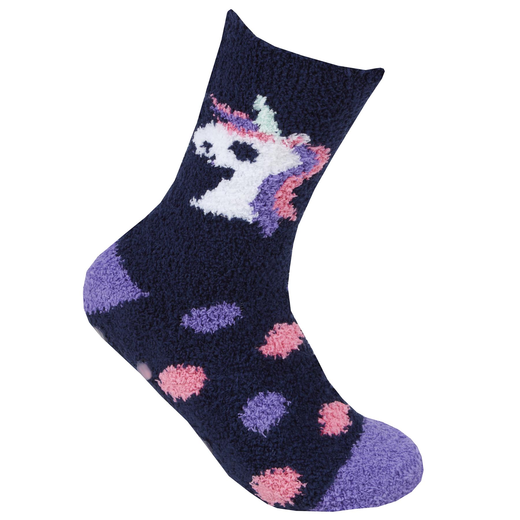 3 Pack Ladies Unicorn Supersoft Cosy Slipper Bed Socks with Grippers 4