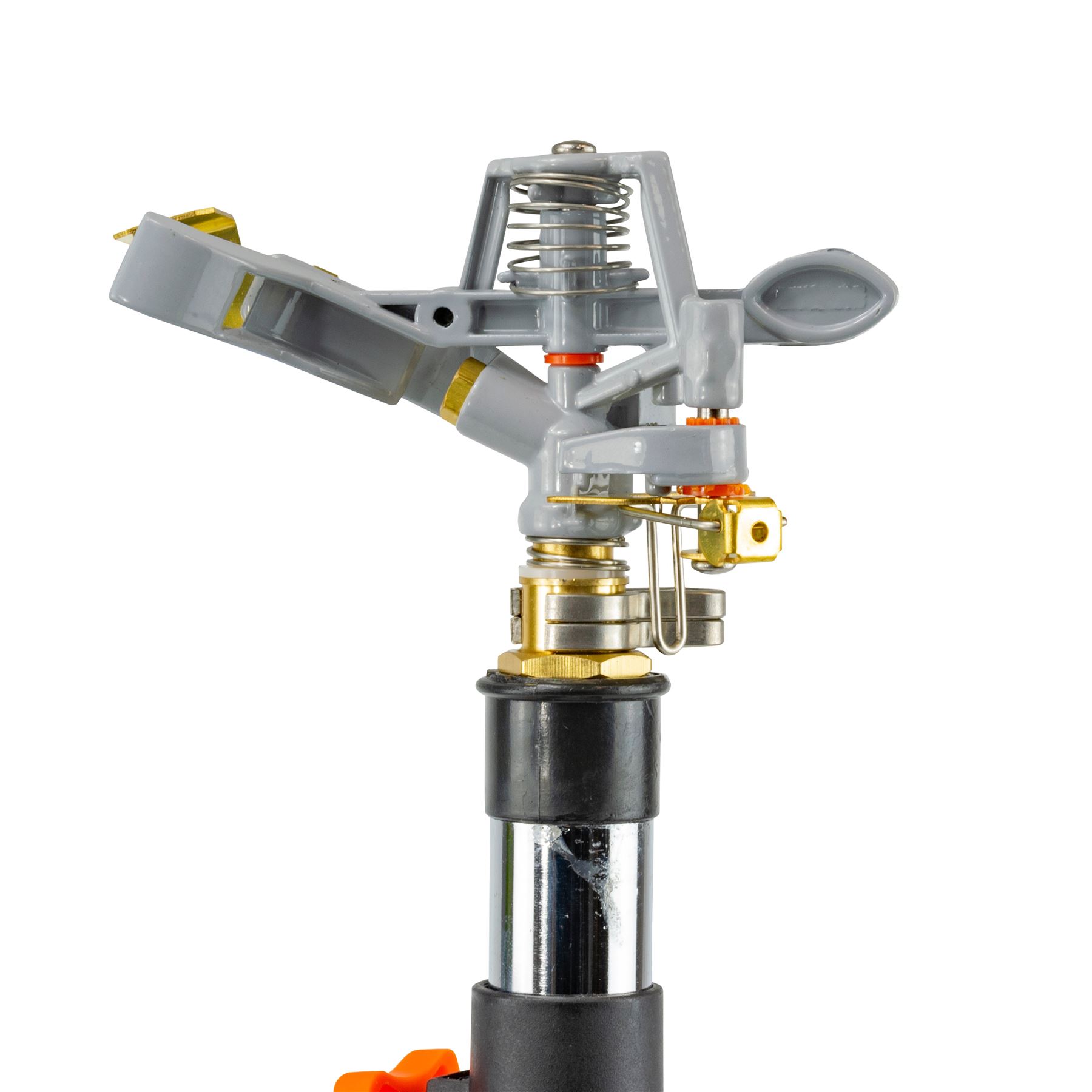 Heavy Duty Tripod Pulsating Sprinkler 90cm Adjustable 450m² Coverage Operating in Garden Lawn