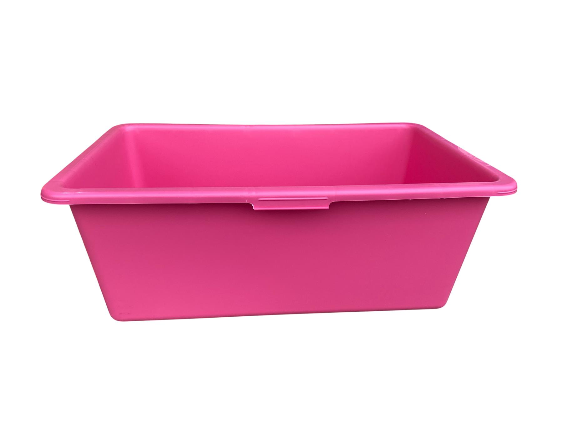 Close up view of High-Visibility 90 Litre Pink PVC Container Trough Rim and Surface