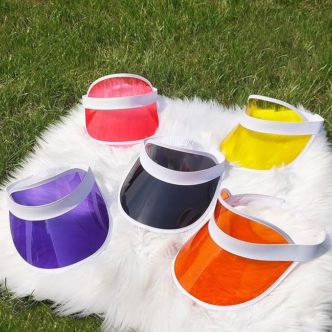 Unisex Neon Retro Sun Visor Hat Headband Cap For Golf Stag Poker Party Hats Lot - Picture 5 of 44
