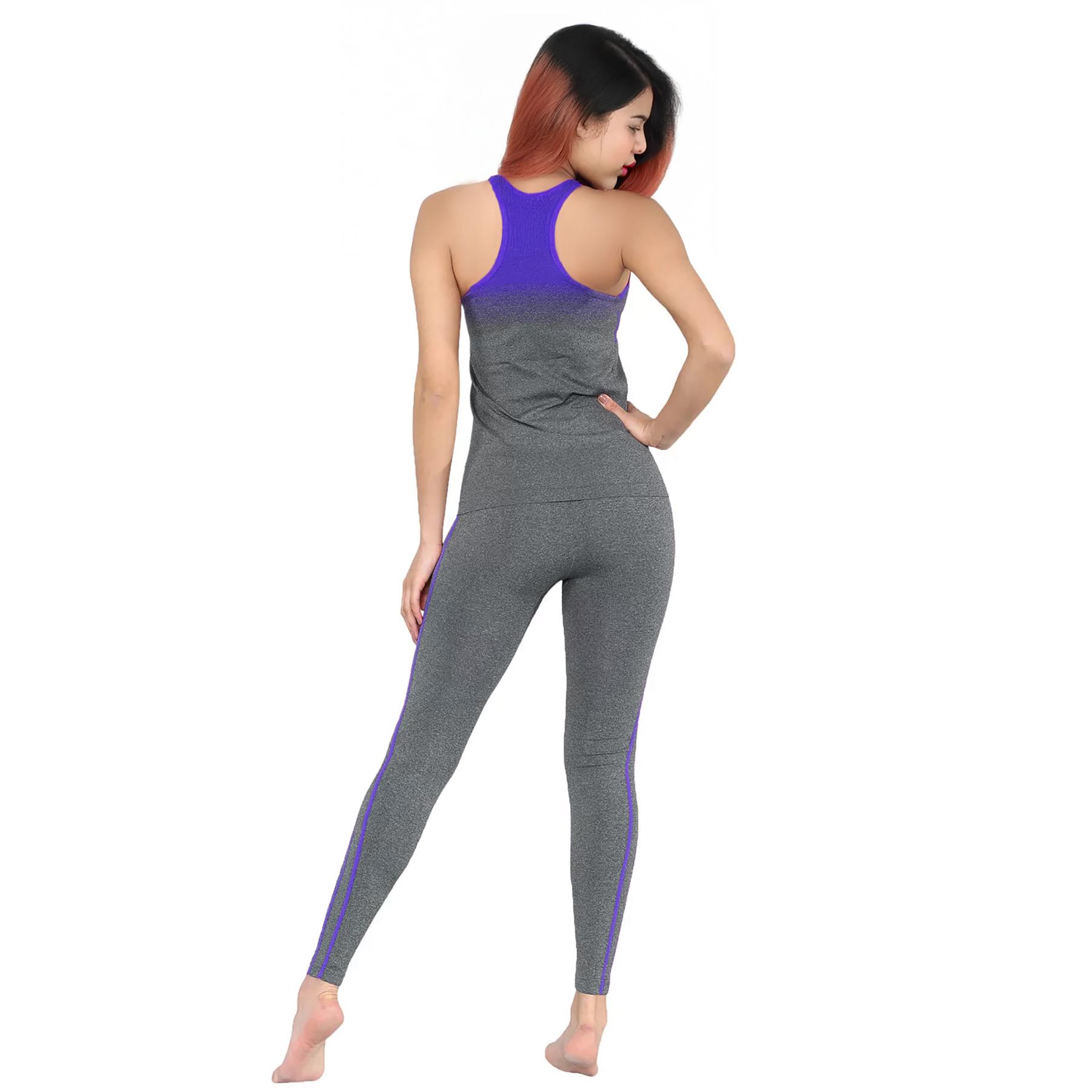 Ladies Tracksuits Gym Wear Vest Tops Leggings Exercise Fitness Yoga Fitness Suit - Picture 18 of 22
