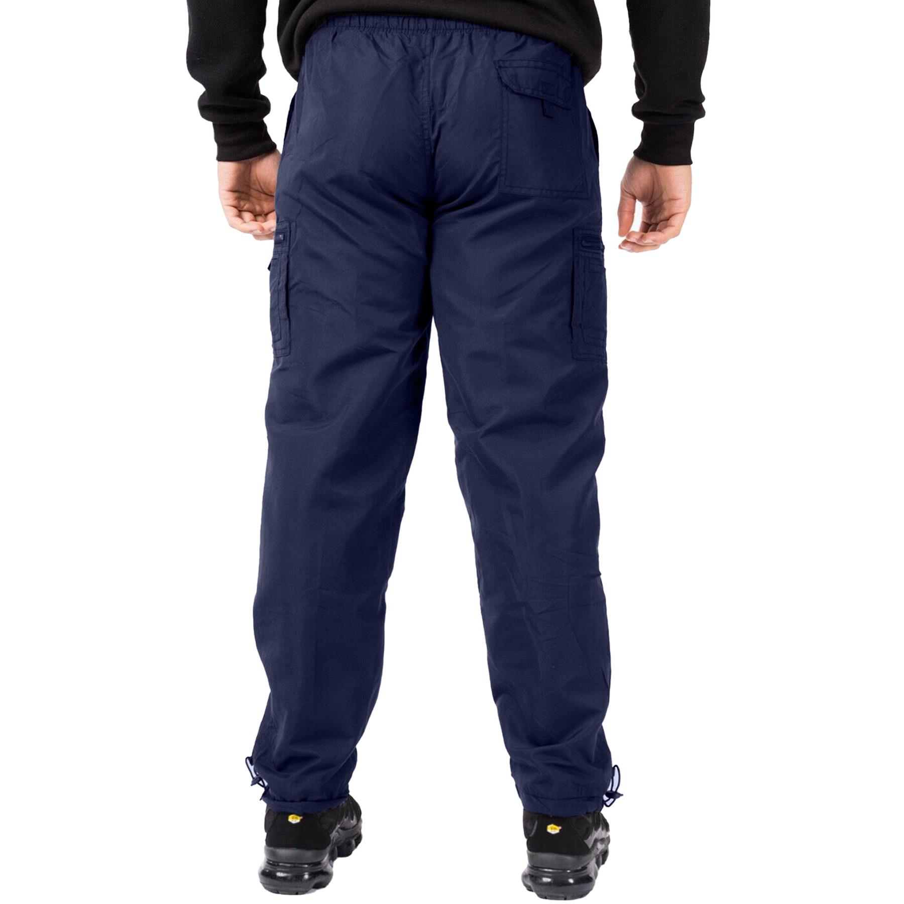 MENS FLEECE LINED TROUSERS CAMOUFLAGE CARGO COMBAT ELASTICATED THERMAL