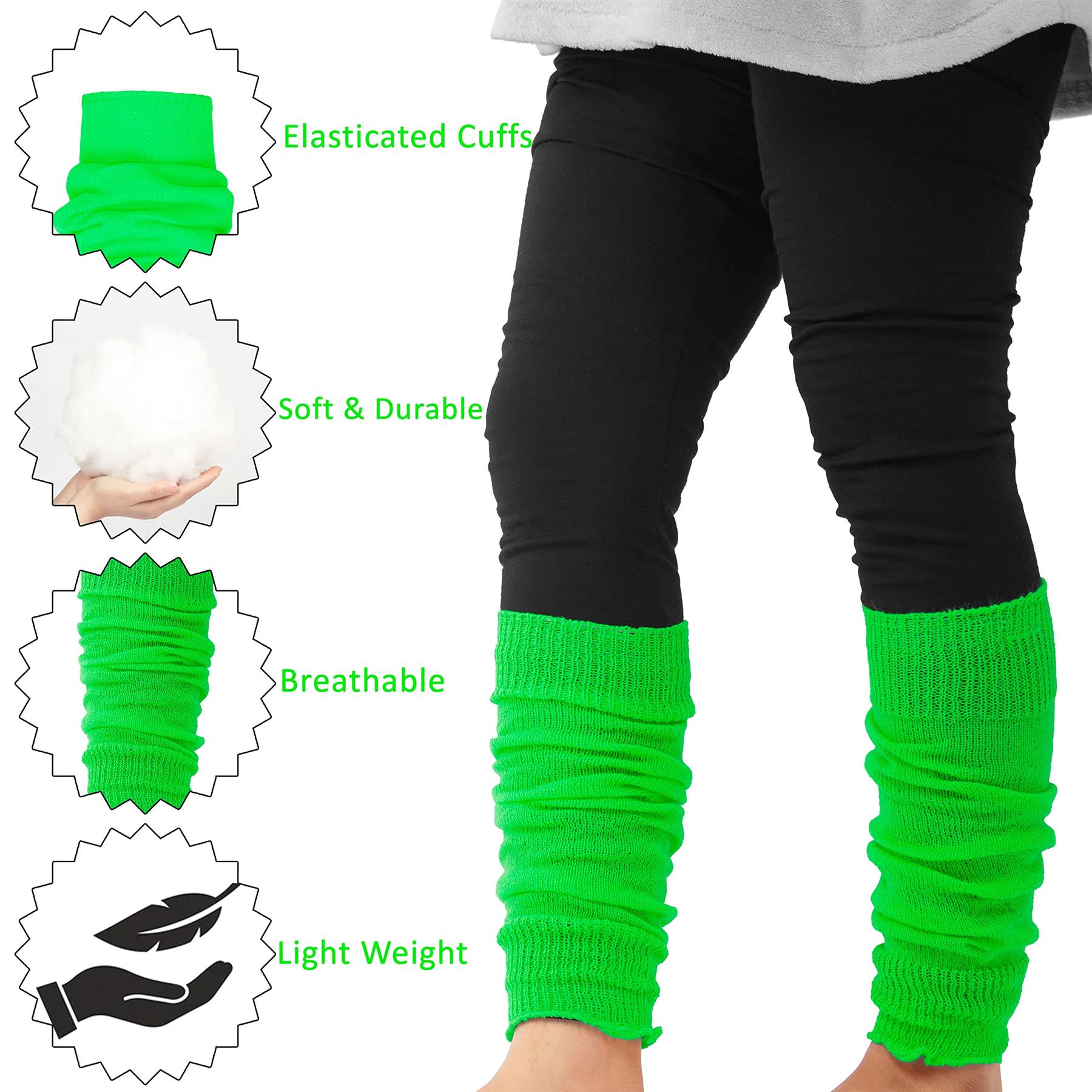 GIRLS TUTU LEG WARMERS 80’S WOMENS FANCY DRESS LADIES DANCE KNEE SOCKS ACCESSORY - Picture 13 of 31