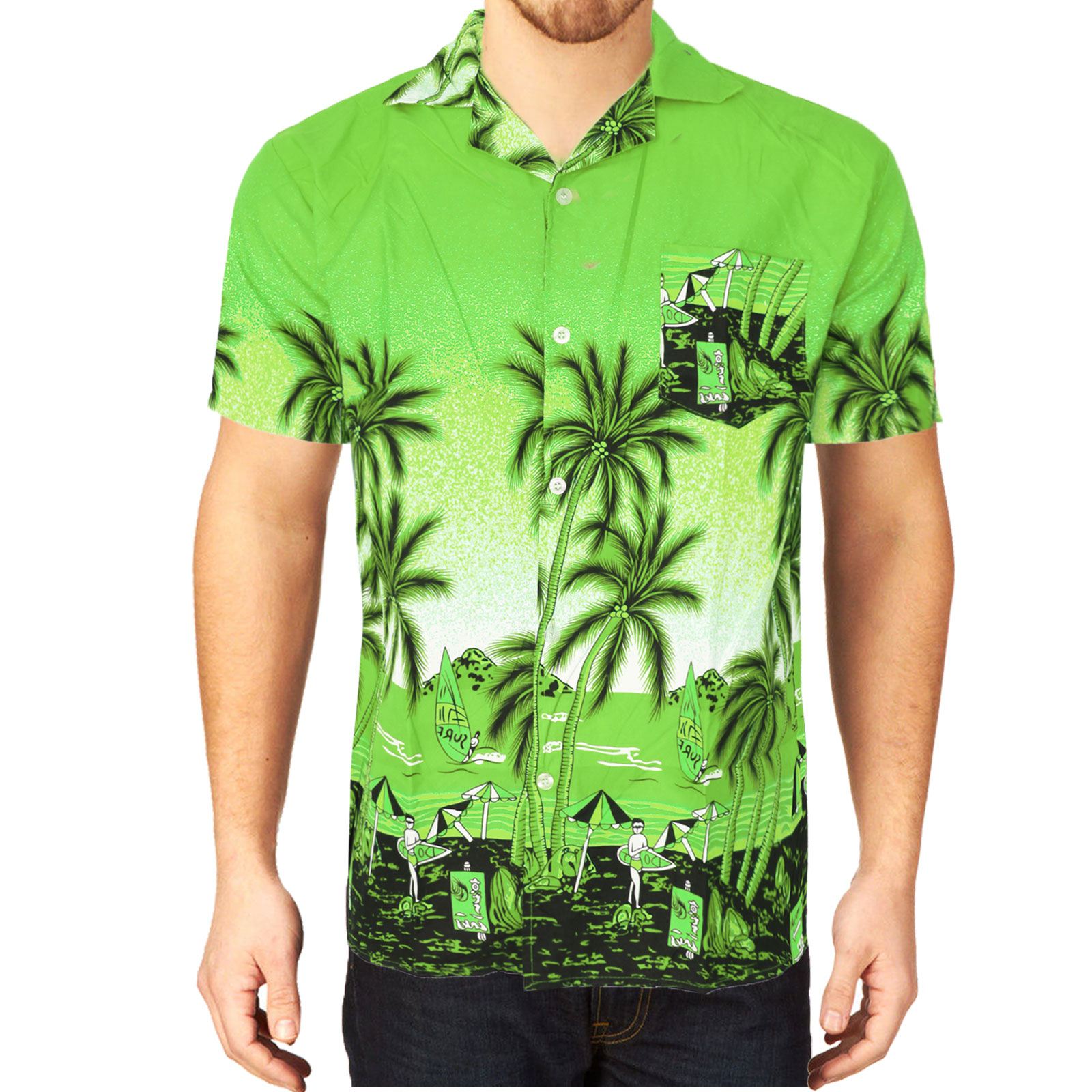 MENS HAWAIIAN DRESS SHIRT SHORT SLEEVE HULA BEACH TOP SUMMER HOLIDAY