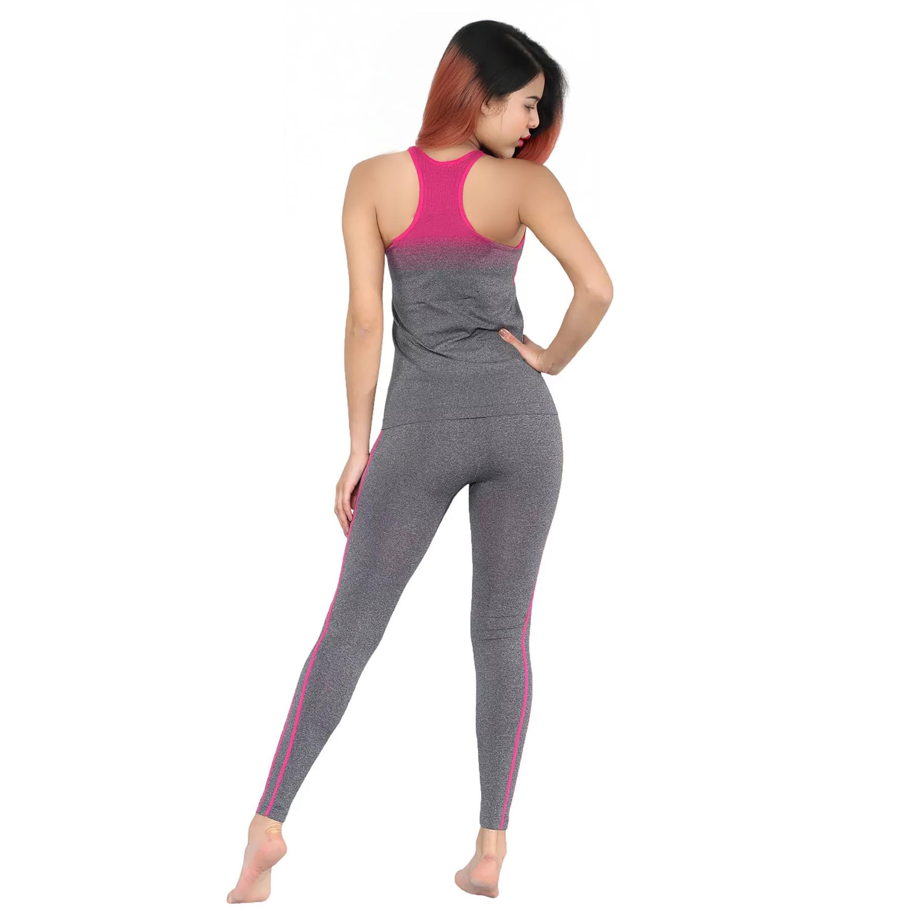 Ladies Tracksuits Gym Wear Vest Tops Leggings Exercise Fitness Yoga Fitness Suit - Picture 14 of 22