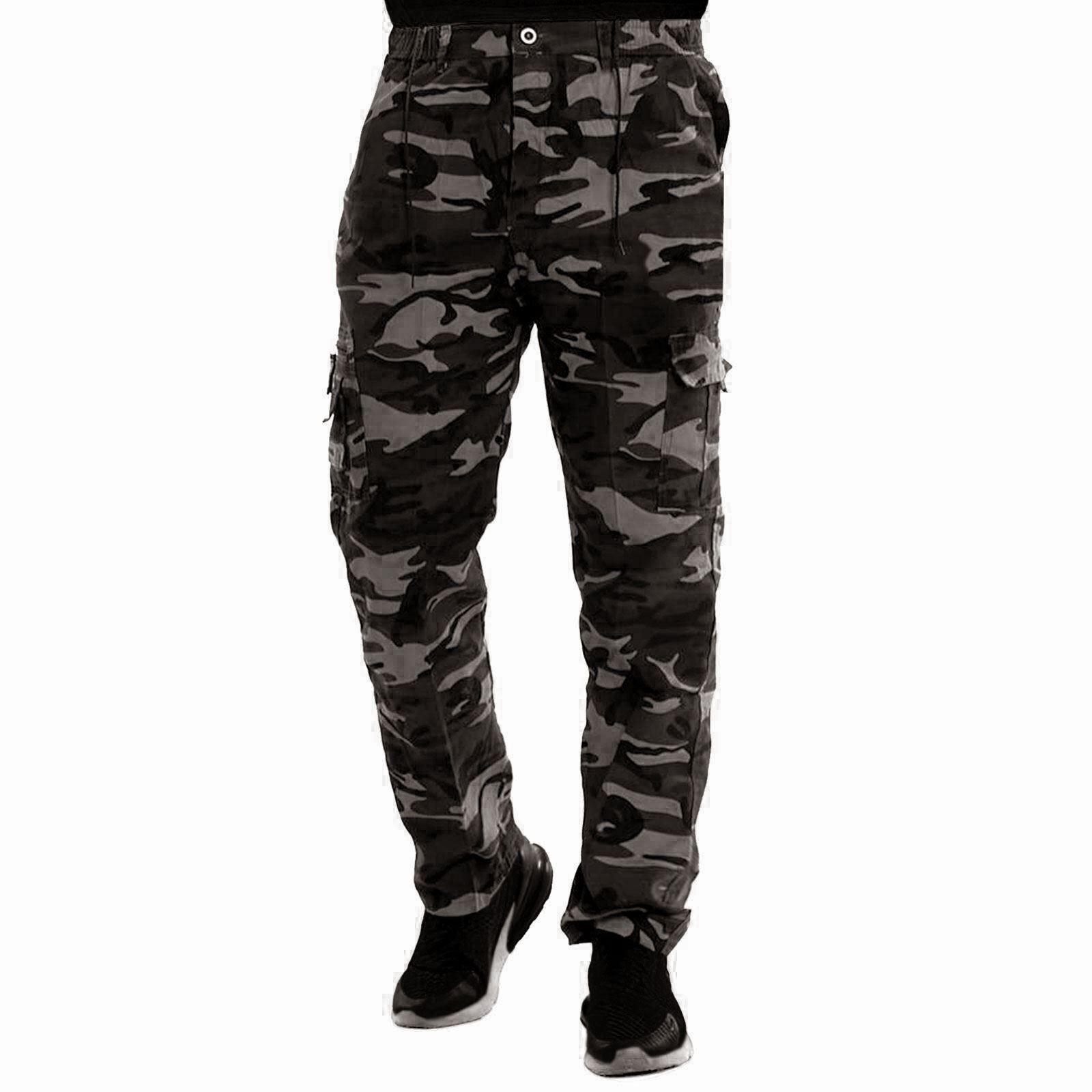 NEW MENS ELASTICATED LIGHTWEIGHT CARGO COMBAT TROUSERS WORK BOTTOMS