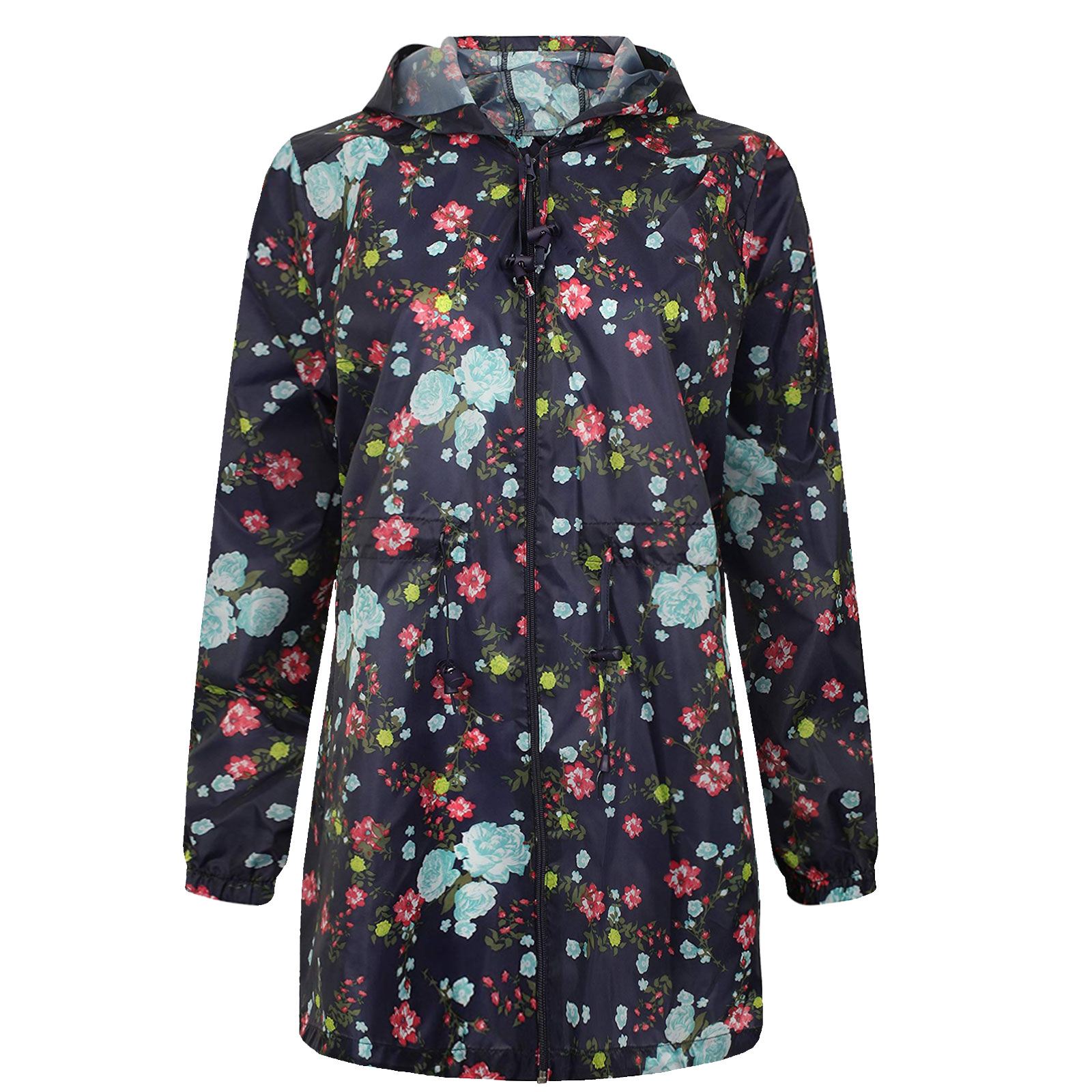 WOMENS LADIES RAIN COAT LIGHT SHOWER PROOF FISHTAIL PARKA CAGOULE