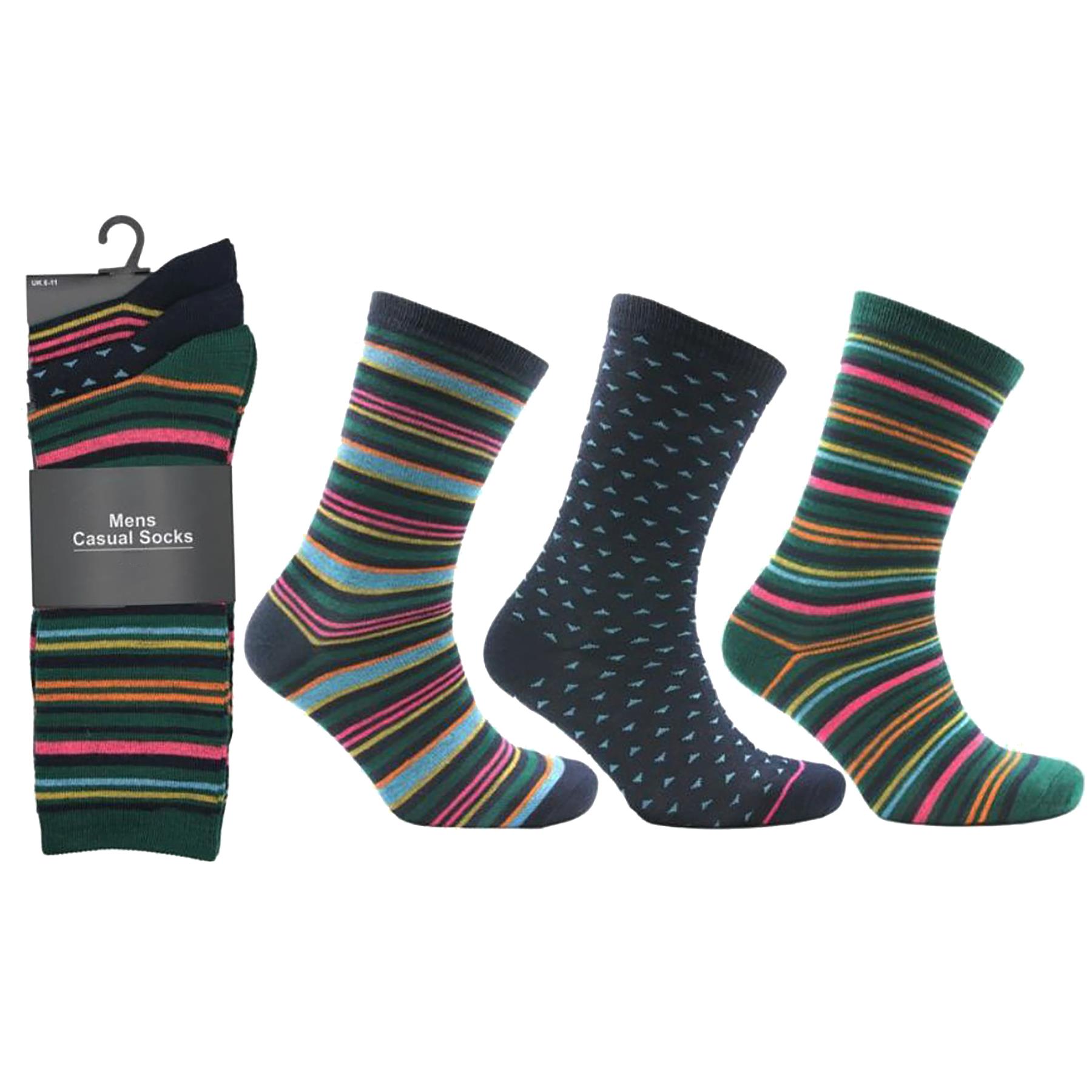 Mens Socks 3,6 Pairs Stripes Design Cotton Rich Everyday Work Ankle Size UK 6-11 - Imagen 7 de 10