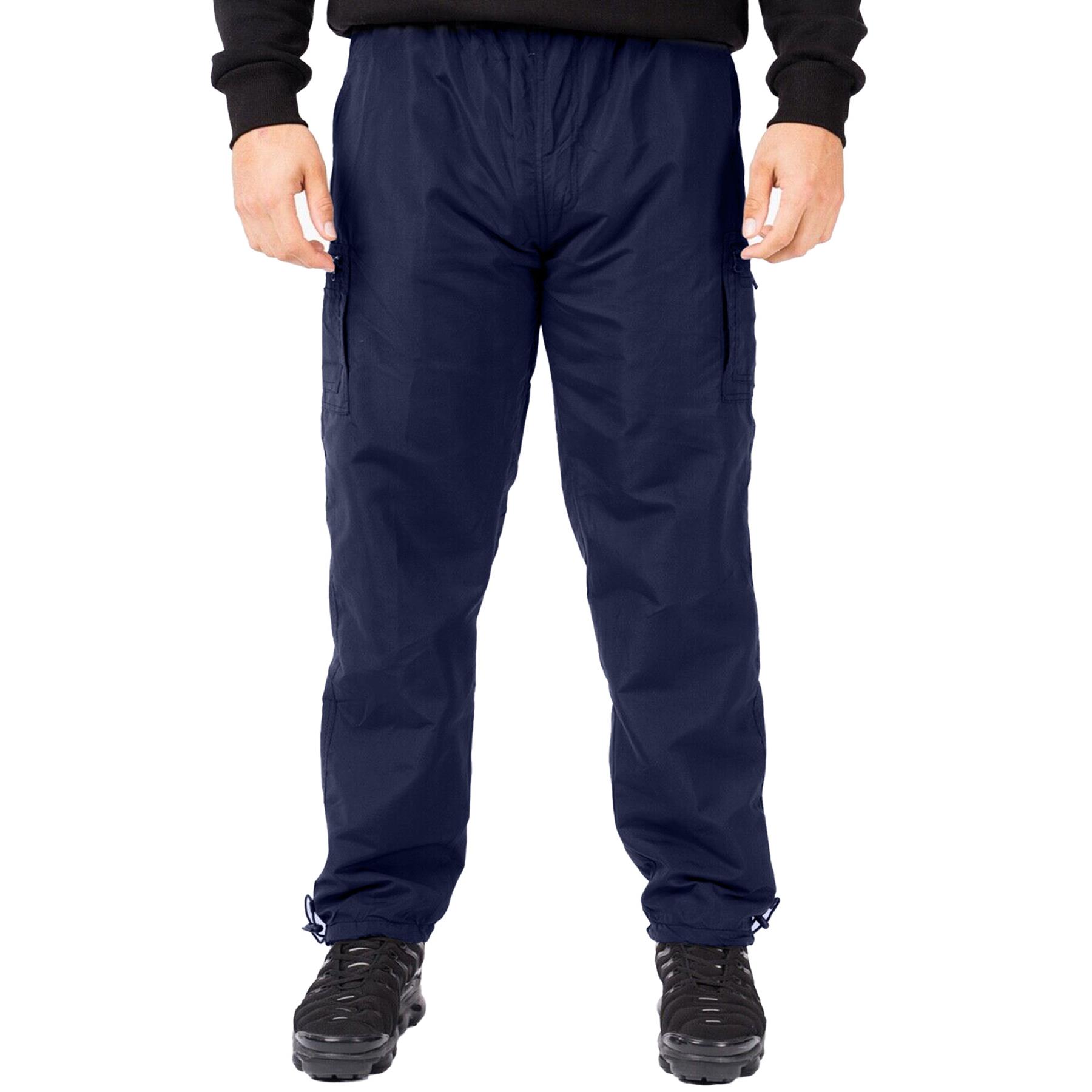MENS FLEECE LINED TROUSERS CAMOUFLAGE CARGO COMBAT ELASTICATED THERMAL