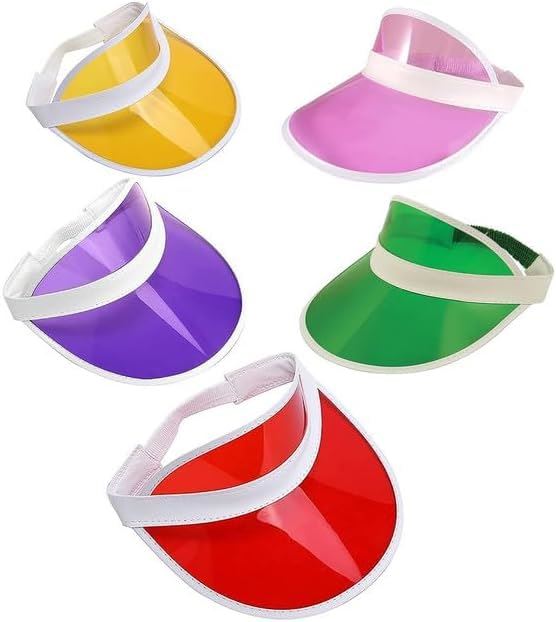 Unisex Neon Retro Sun Visor Hat Headband Cap For Golf Stag Poker Party Hats Lot - Picture 12 of 44