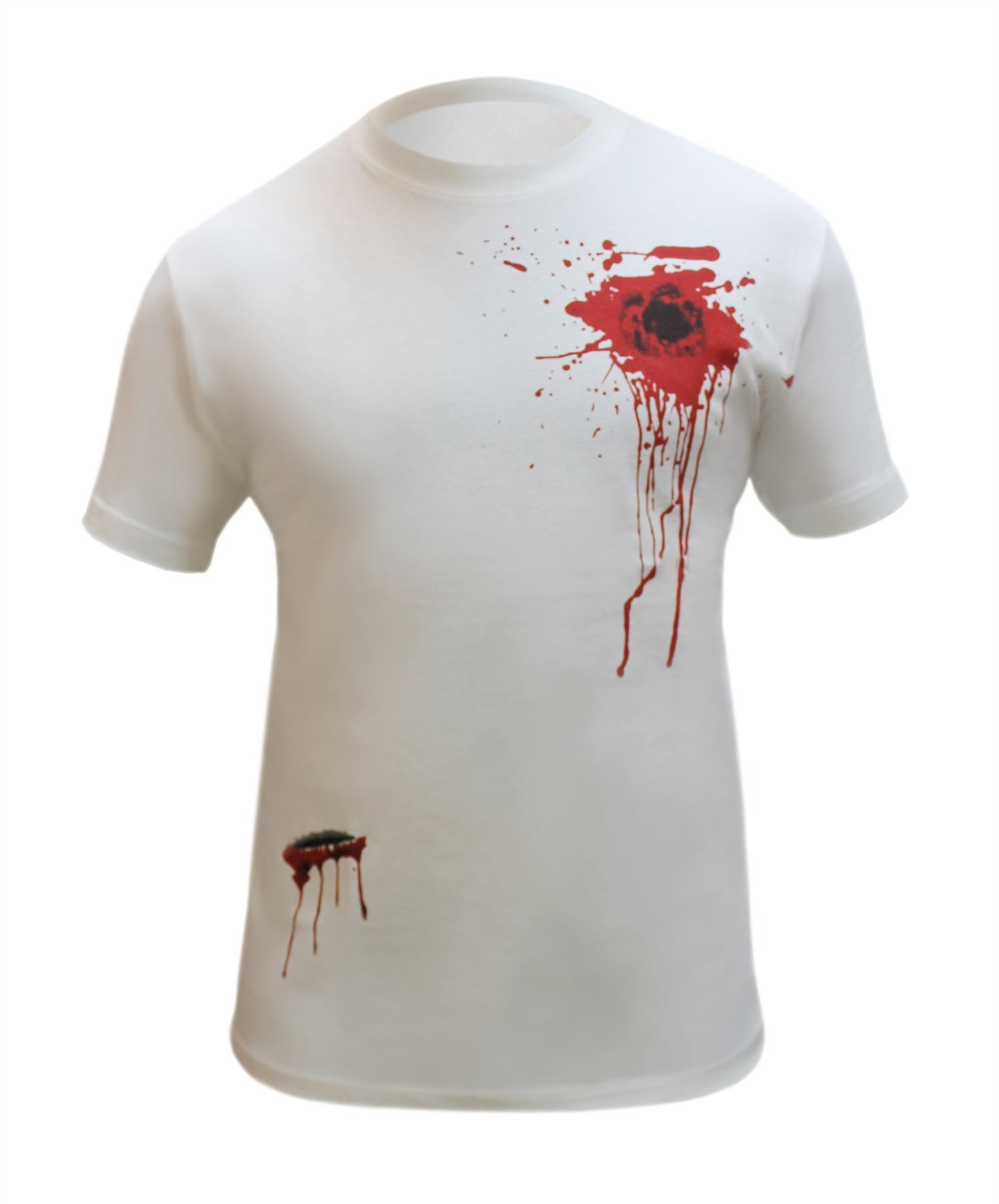 MENS HALLOWEEN TSHIRT BLOOD WOUND BULLET GUNSHOT BLEEDING CUT SCARY
