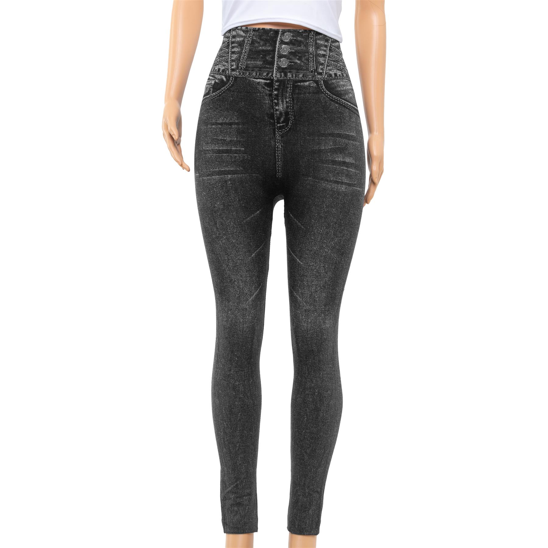 Ladies High Waist Tummy Control Leggings Thick Brushed Fleece Elasticated Waist - Picture 28 of 62