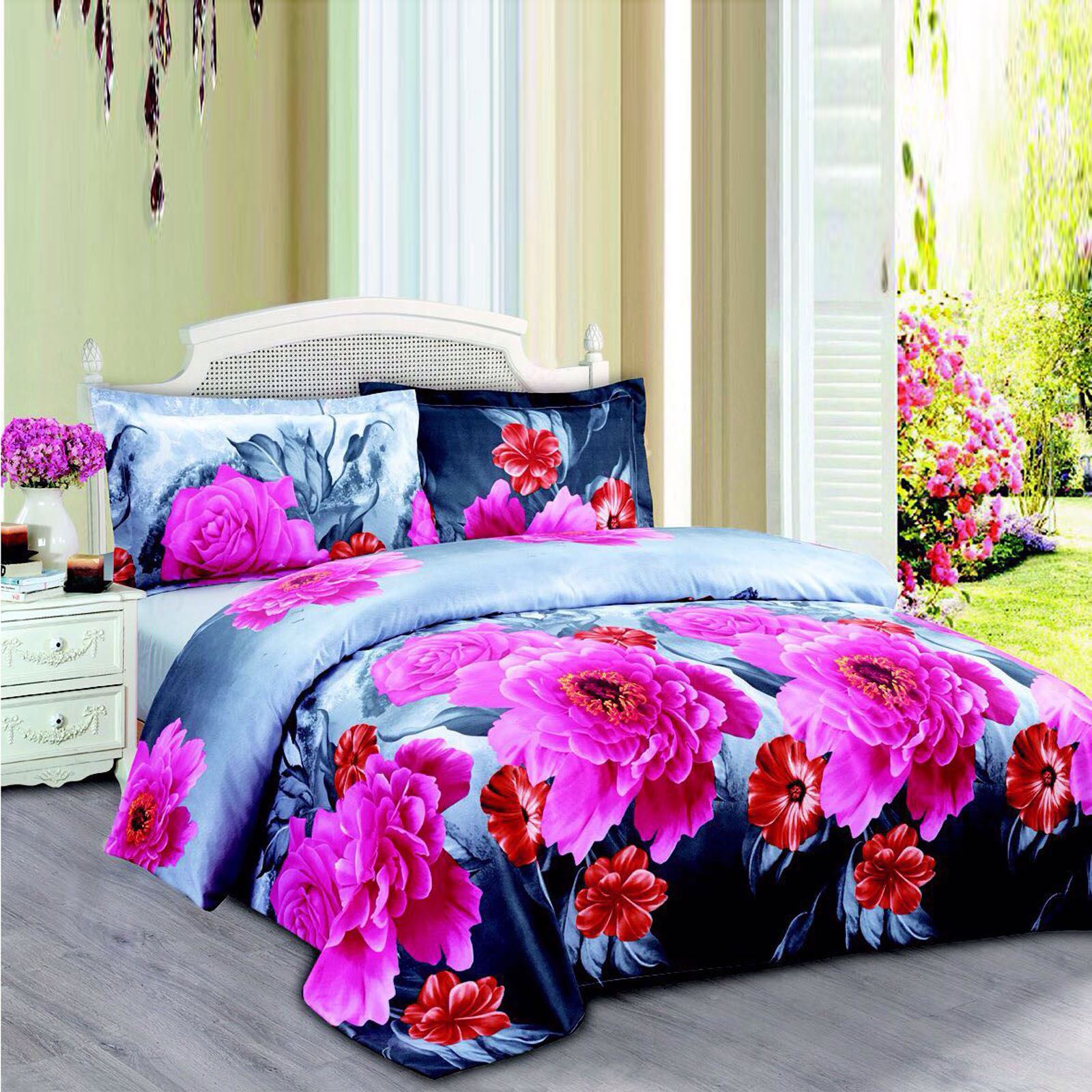 3D EFFECT BEDDING SET FLORAL ANIMAL PRINT DUVET COVER ...