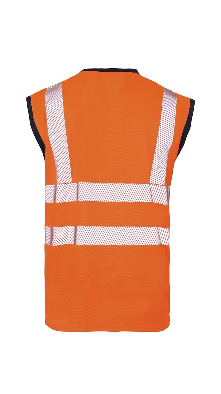 New Mens Hi Viz Vis Hi Visibility Vest Top Safety Work Wear Crew V Neck T-Shirt - Picture 11 of 25