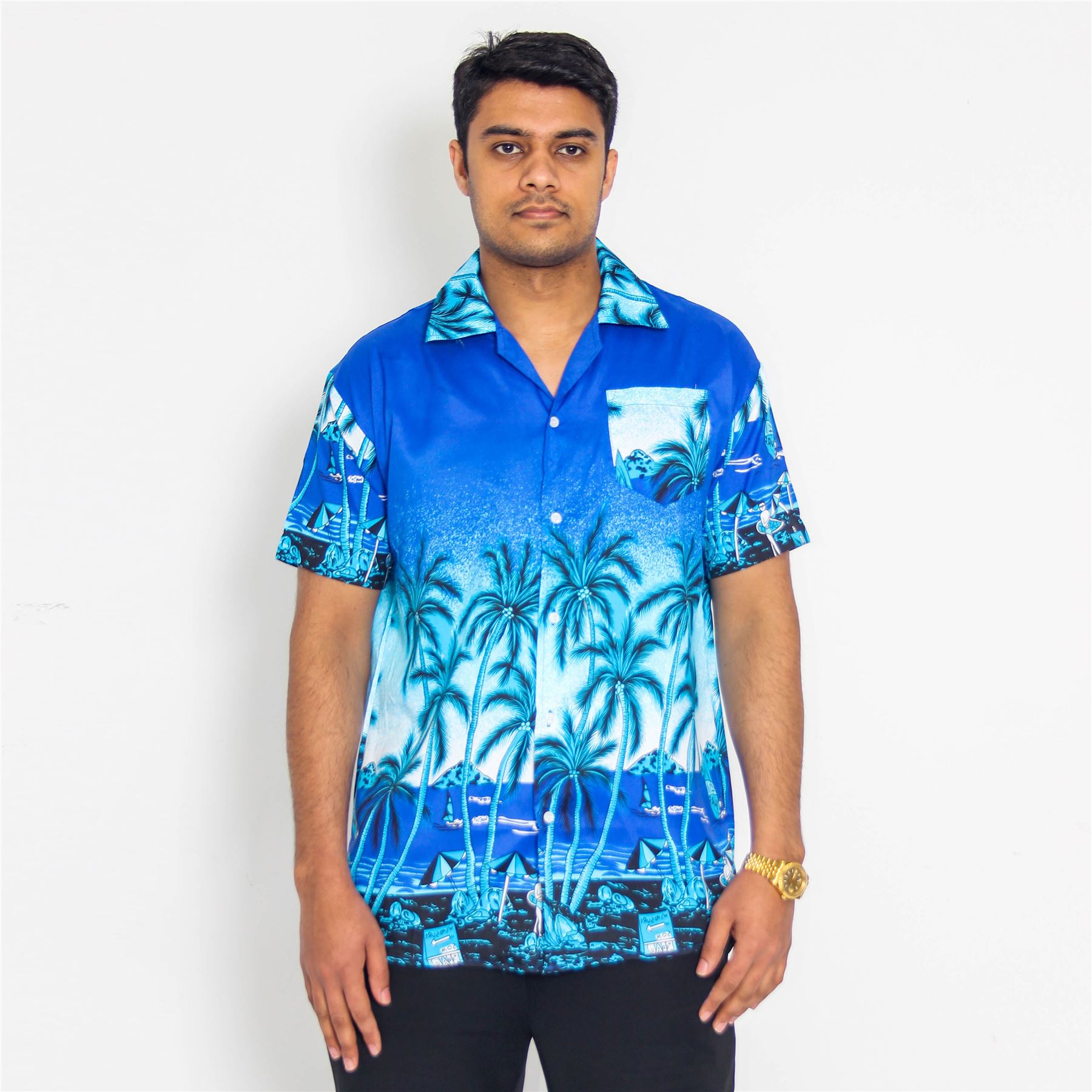 MENS HAWAIIAN SHORTS SHIRT PALM ISLAND HOLIDAY TROPICAL BEACH SWIMMING TRUNK TOP - Picture 5 of 13