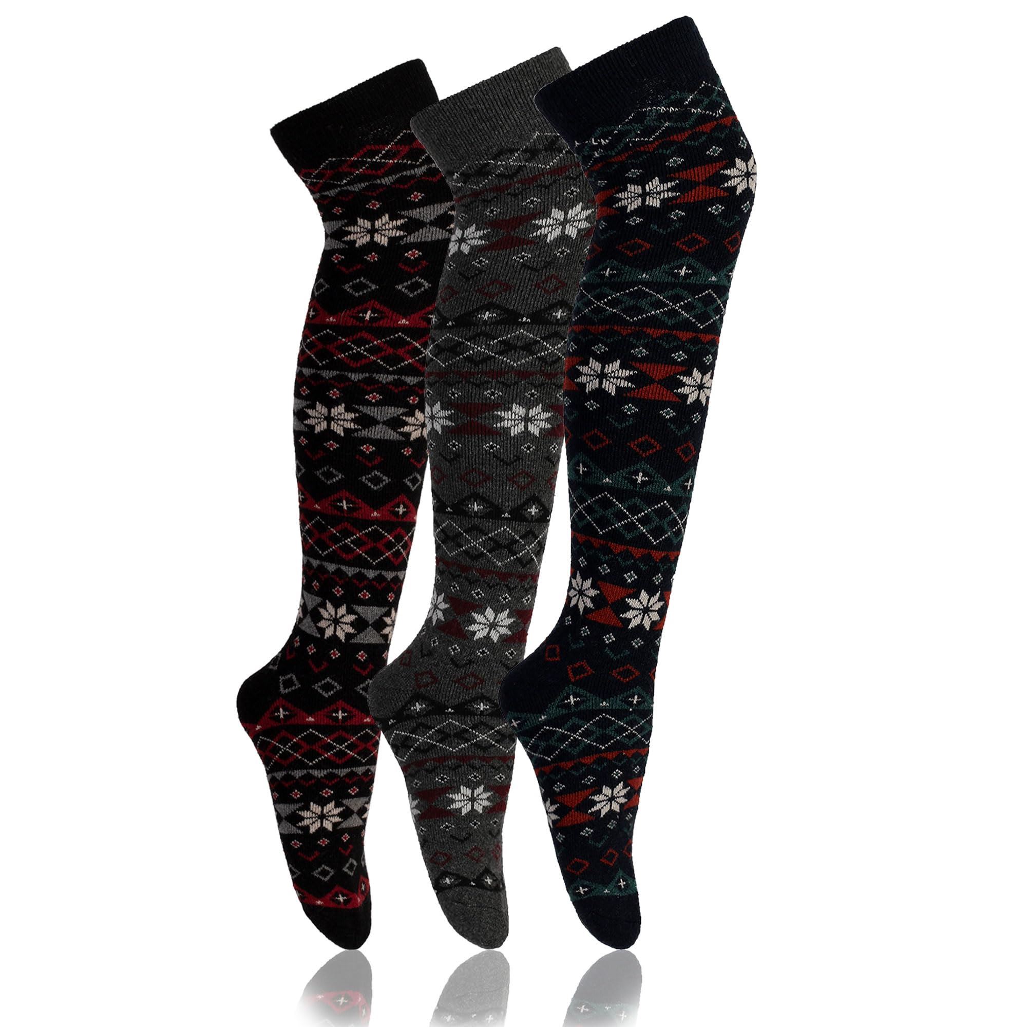 Mens Knee High Thermal Socks Warm Winter Thick Long Length Wool Sock 1