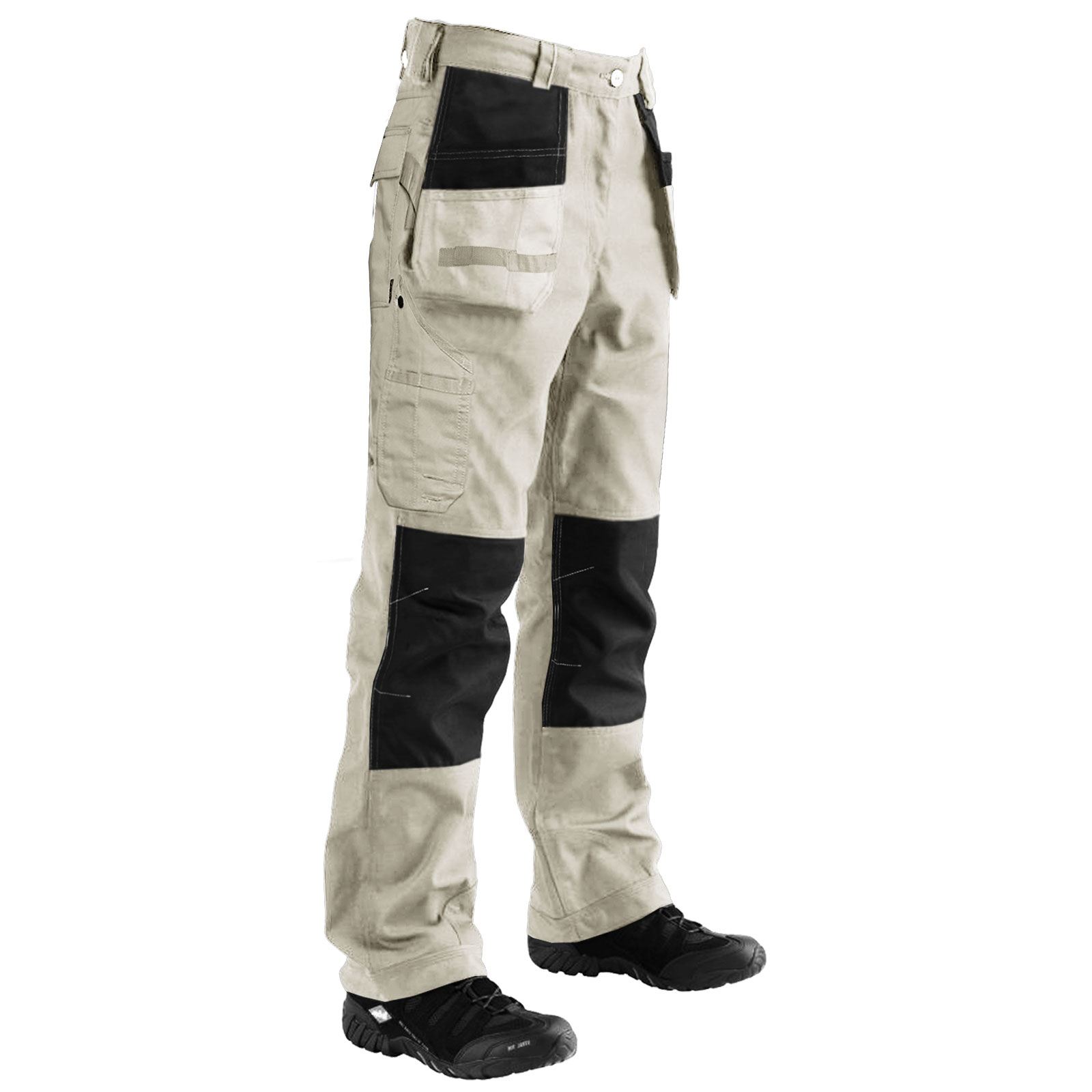 MENS CARGO COMBAT WORK TROUSERS WITH KNEE PAD POCKETS WORKER HEAVY DUTY PANTS