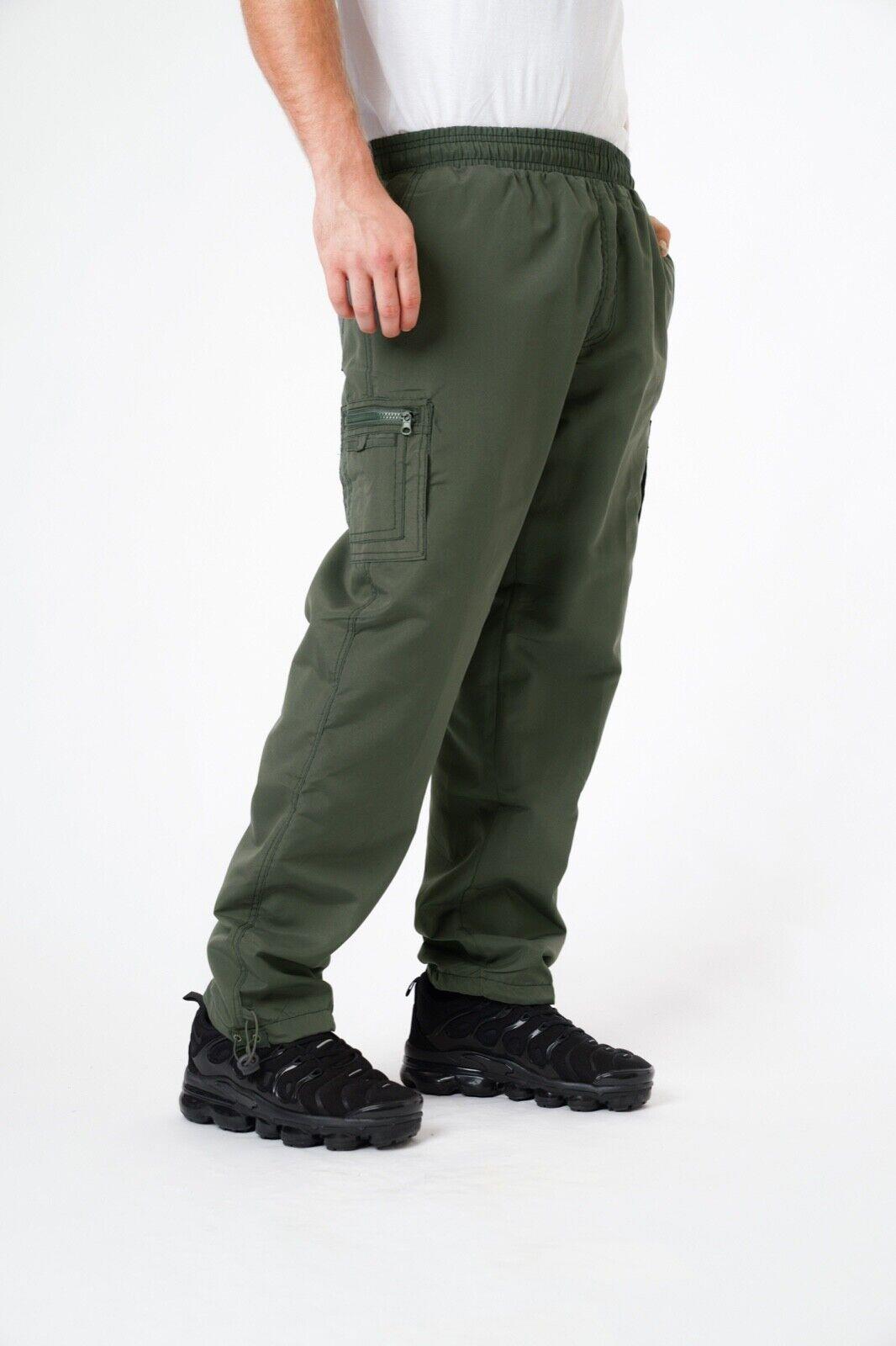 MENS FLEECE LINED TROUSERS CAMOUFLAGE CARGO COMBAT ELASTICATED THERMAL