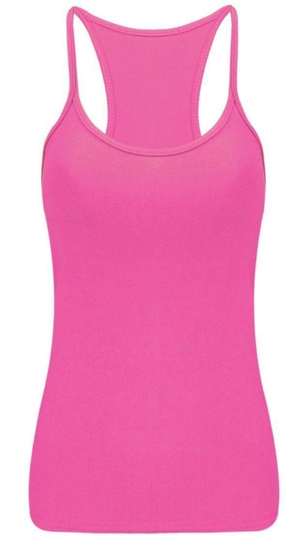 WOMENS LADIES VEST TOP PARTY LYCRA NEON STRETCH RACER BACK DANCE TUTU