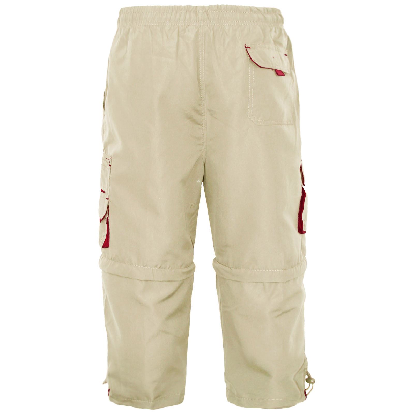 Mens 3/4 Shorts 2 In 1 Zip Off Elasticated Waist Cargo Combat Beach